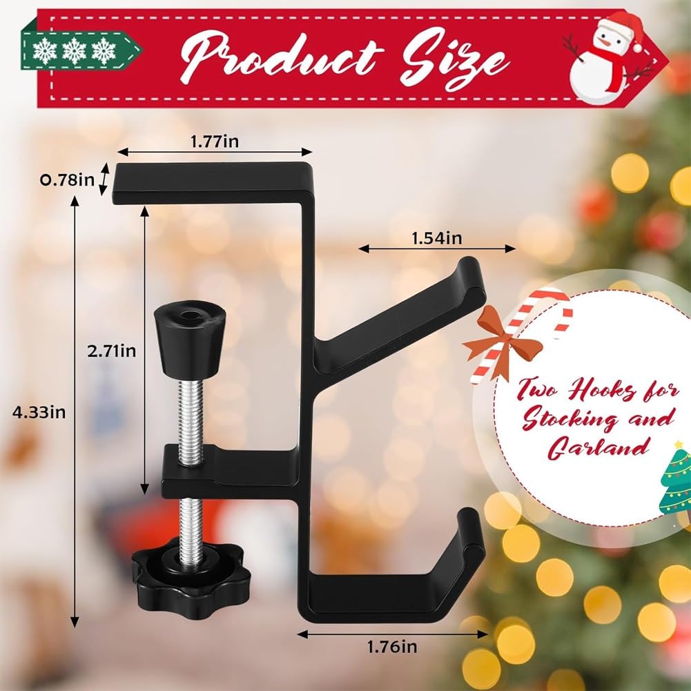Heavy Duty 2-in-1 Fireplace Mantel Garland and Stocking Hangers with 2 Hooks - White Set of 4 - Christmas Decoration for Fireplace Mantel, Holiday Home Decor, Xmas Party & Winter Festival Decorating