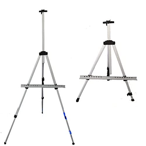 DSM™ Aluminum Easel - Silver Lightweight Tripod Stand for Sketch, Menu, Poster & Picture Display - Folding Design with Free Carry Case - Perfect for Art Exhibits, Restaurants, and Home Decor