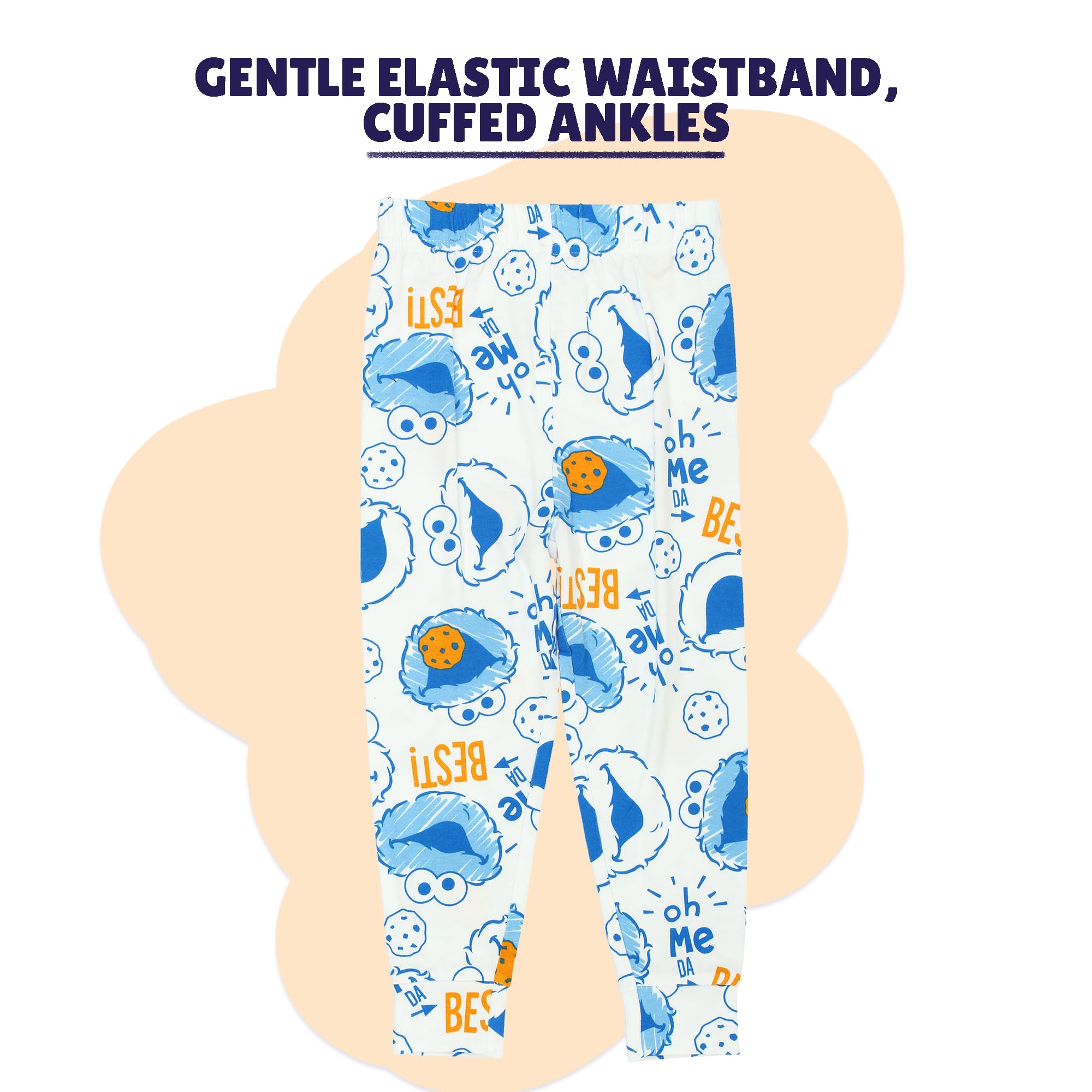Sesame Street Cookie Monster Toddler Boys Long Sleeve Viscose Pajama Set - Soft & Comfortable Sleepwear for Kids, Perfect for Bedtime & Lounging