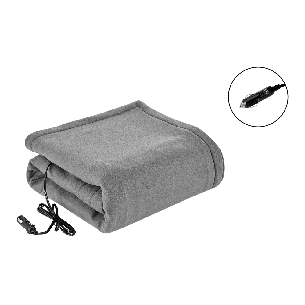 12V Car Electric Heated Blanket - Charcoal Gray - Ultra Soft & Fast Heating for Winter Road Trips & Camping