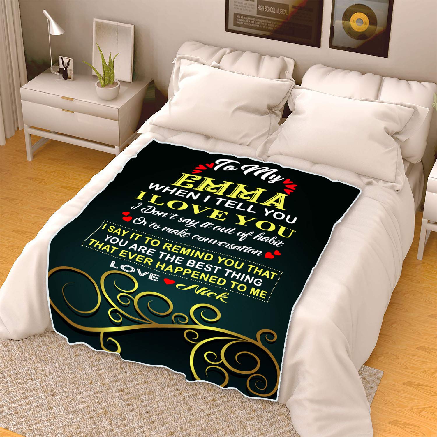 Custom Photo Blanket for Girlfriend - Personalized Couple Blanket Gift for Her, Anniversary, Valentine's Day - Soft 60