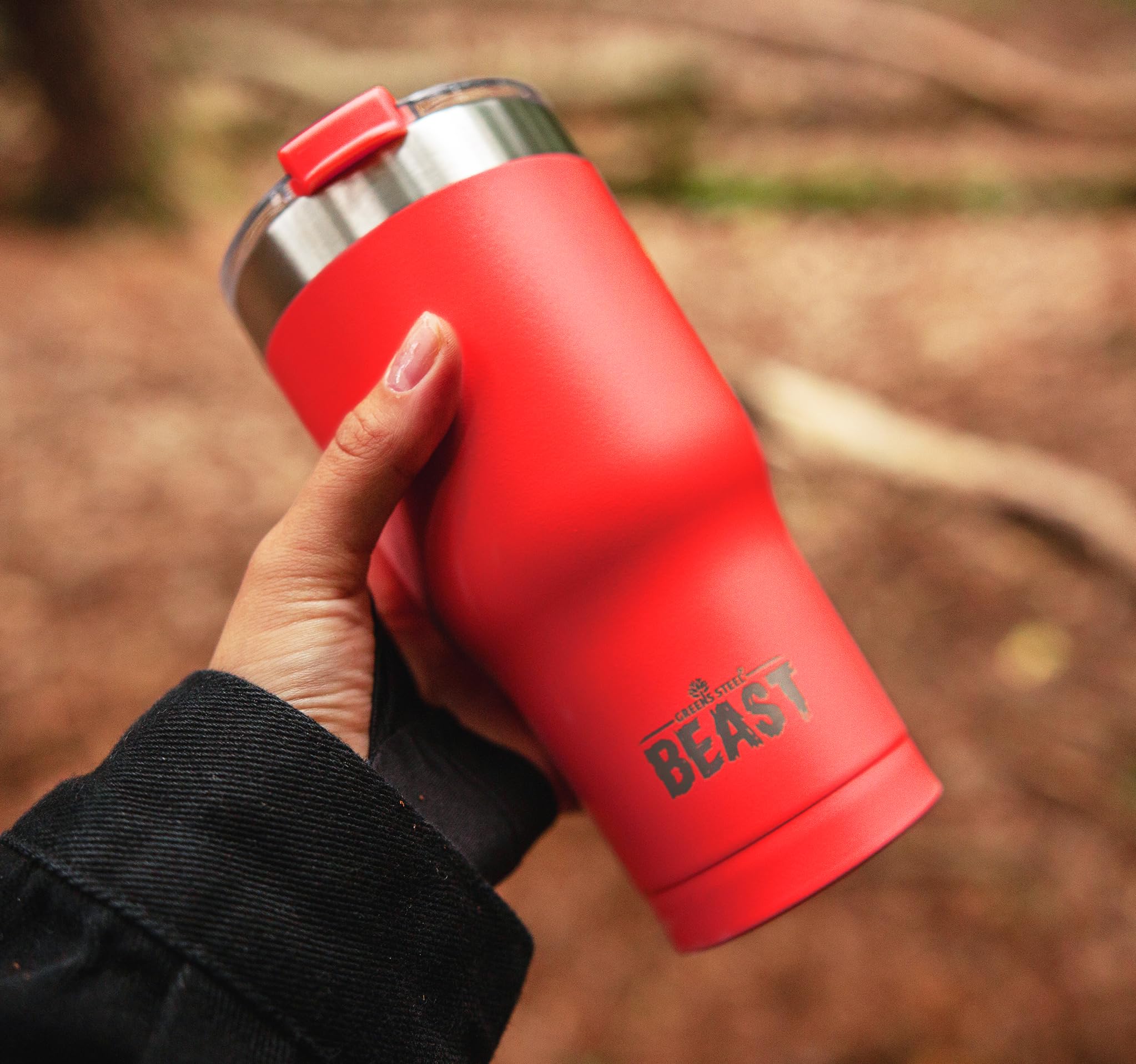 Beast 20 oz Stainless Steel Tumbler - Vacuum Insulated Double Wall Travel Mug for Coffee & Iced Drinks (Ladybug Red) - Perfect for Office, Gym, Camping & Outdoor Adventures