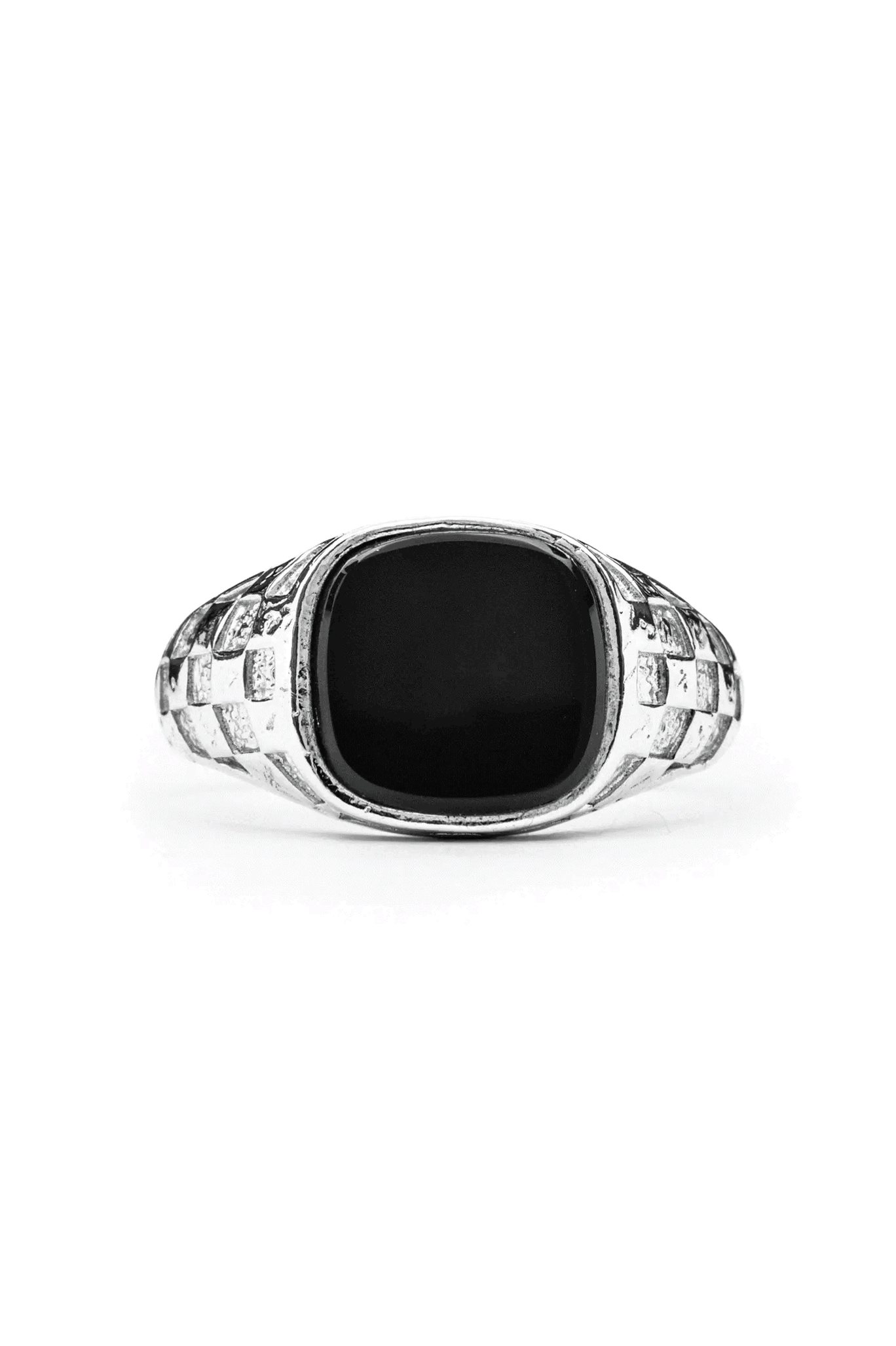 Check Signet Ring - Black Onyx Men's Jewelry for Formal & Business Occasions