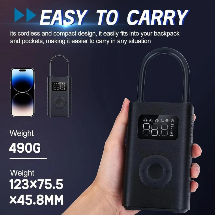 Xiaomi Portable Electric Air Compressor 2 - Fast Inflator for Car Tires, Bikes, Balls & Inflatables | Compact & Lightweight Design | Perfect for Travel, Camping & Emergency Use