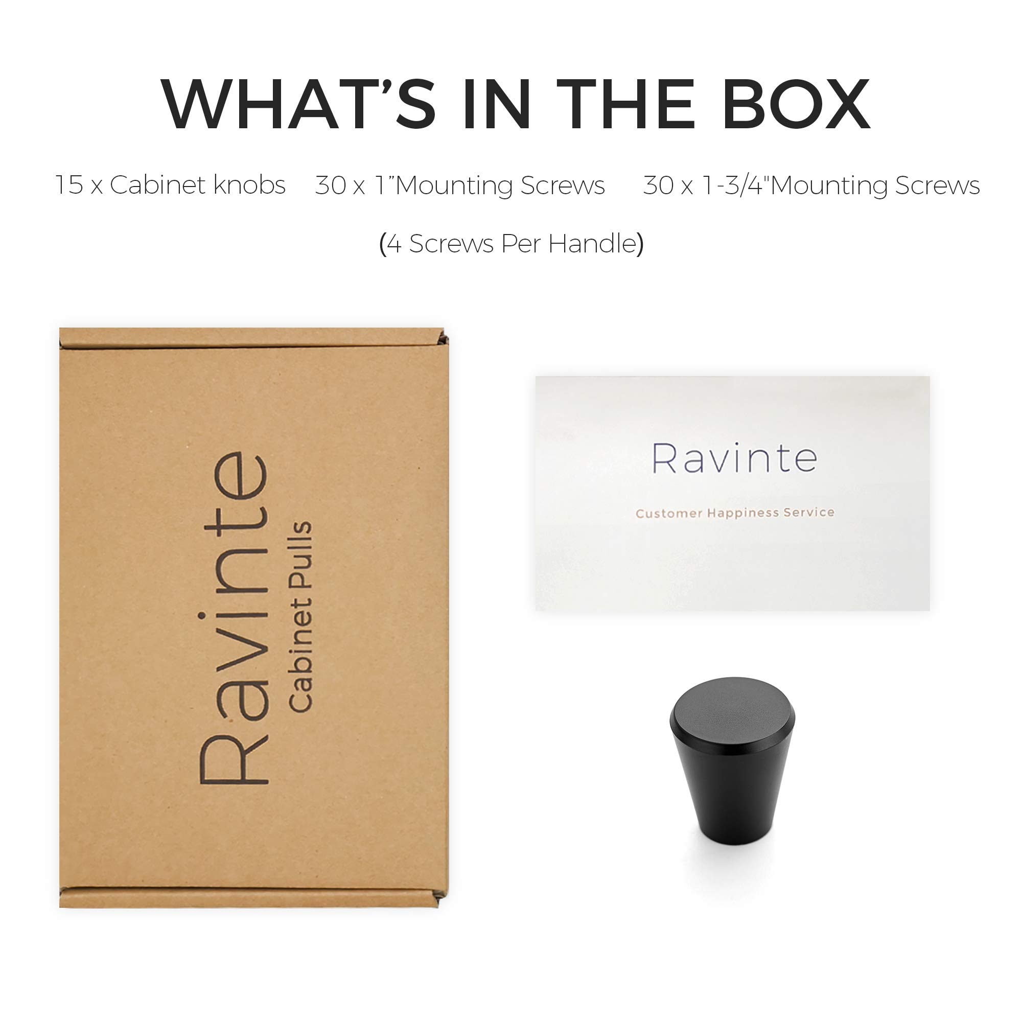 Ravinte 15 Pack 3/4 Inch Matte Black Kitchen Cabinet Knobs and Drawer Pulls - Modern Door & Dresser Handles for Home, Office & Furniture Upgrade