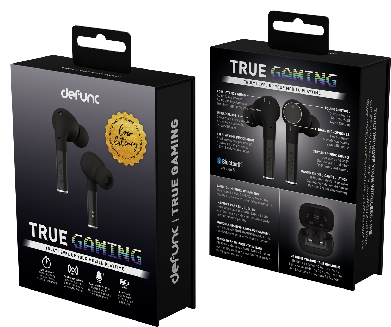 DEFUNC True Gaming Headset with Noise Cancellation - Wireless Over-Ear Headphones for PC, PS5, Xbox - Perfect for Competitive Gaming & Streaming