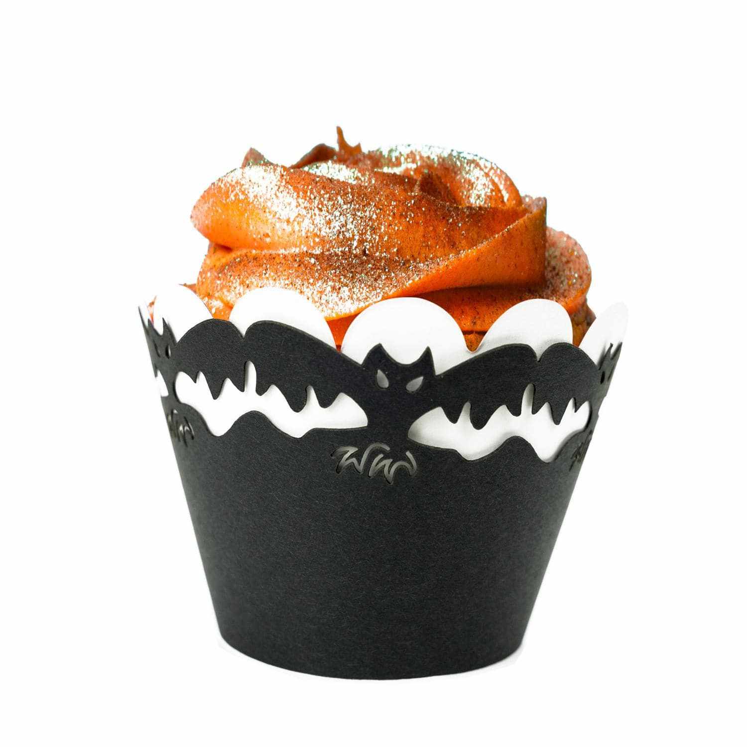 Black Bat Print Cupcake Wrappers & Liners - Halloween Baking Supplies for Spooky Party Desserts & Cupcake Decorations