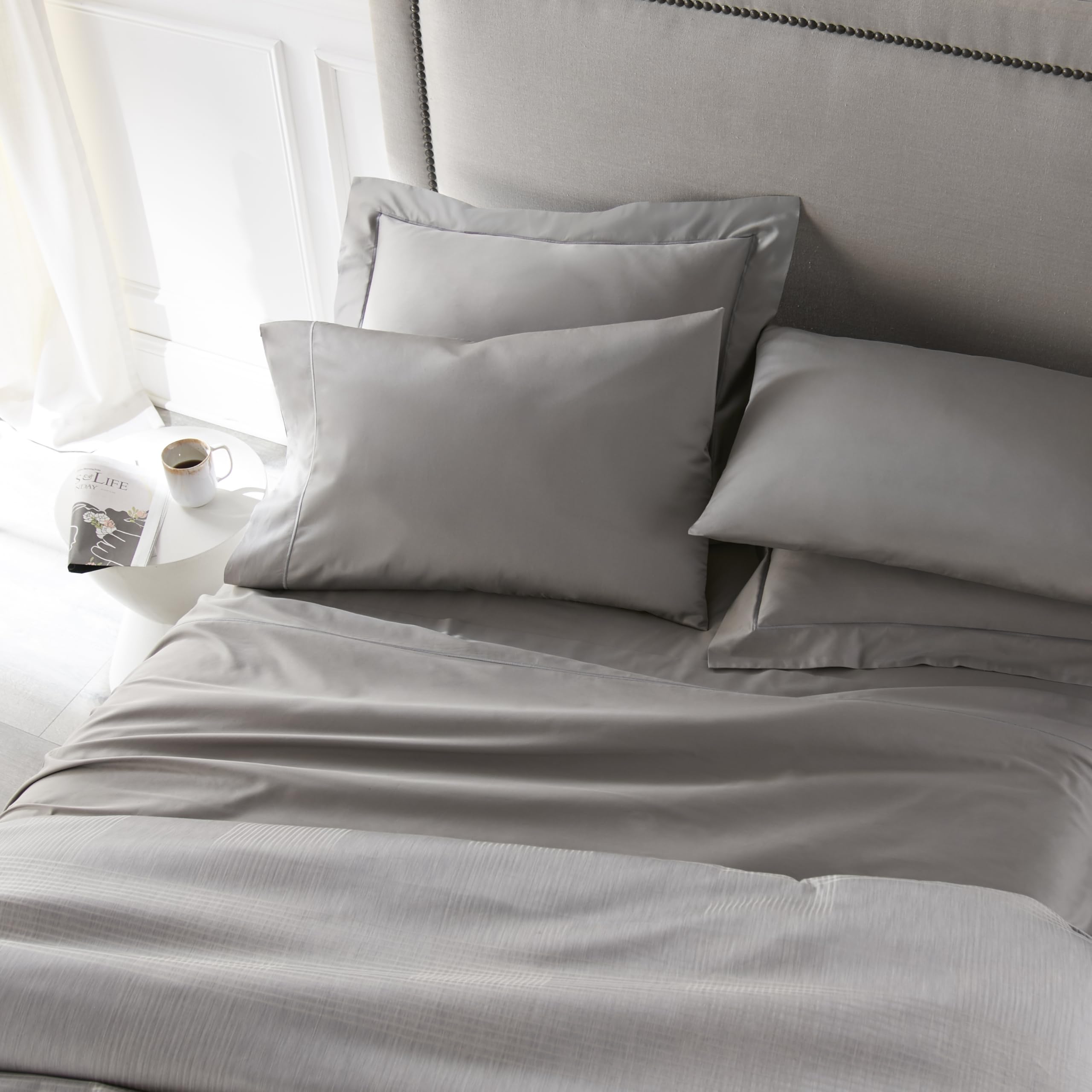 Peacock Alley Soprano Sateen King Size Pillowcases - Luxurious 100% Cotton White Bedding for Master Bedroom & Guest Room