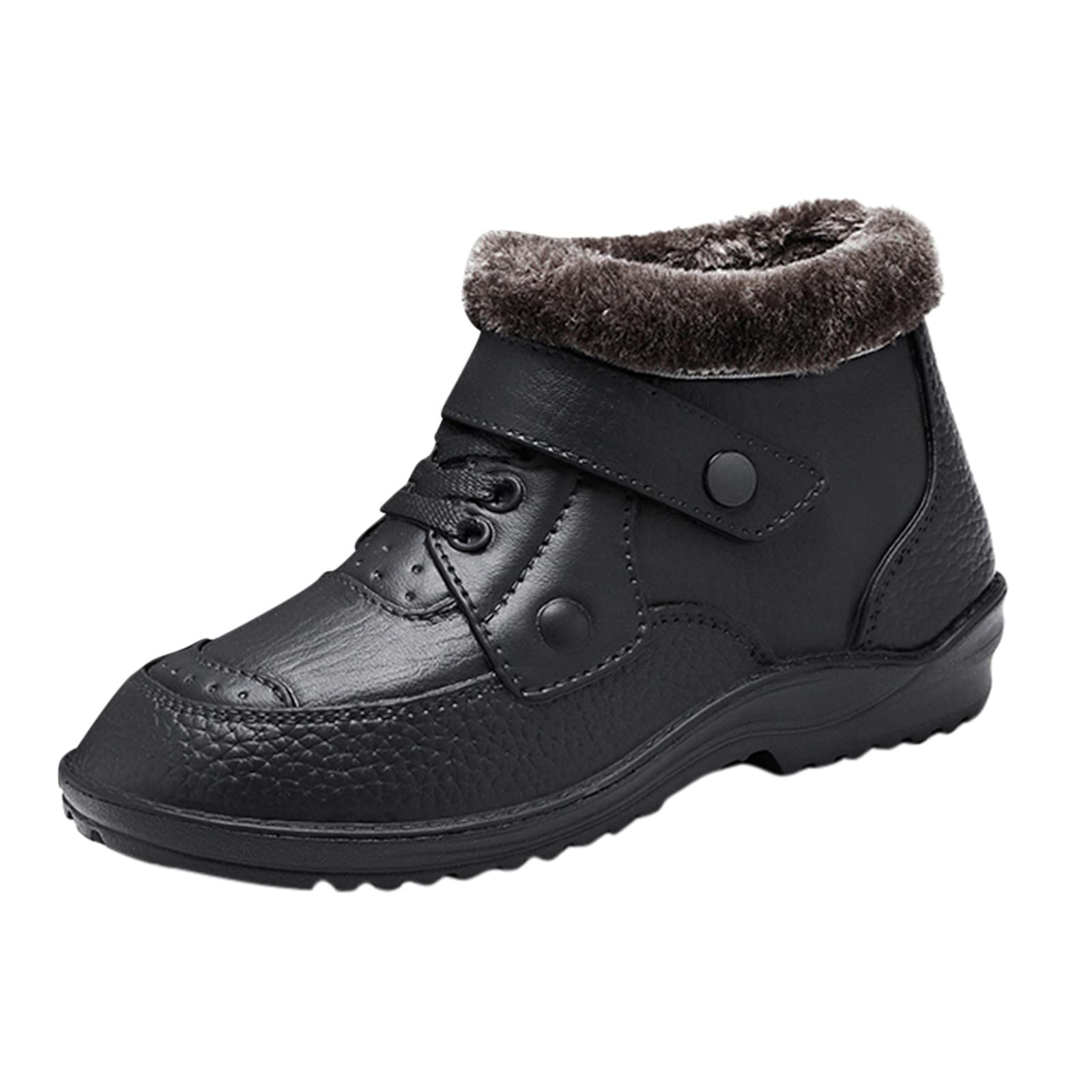 Men's Round Toe Winter Snow Boots - Slip-On Waterproof Warm Sport Boots with Buckle Strap for Outdoor Activities, Hiking & Snow Sports