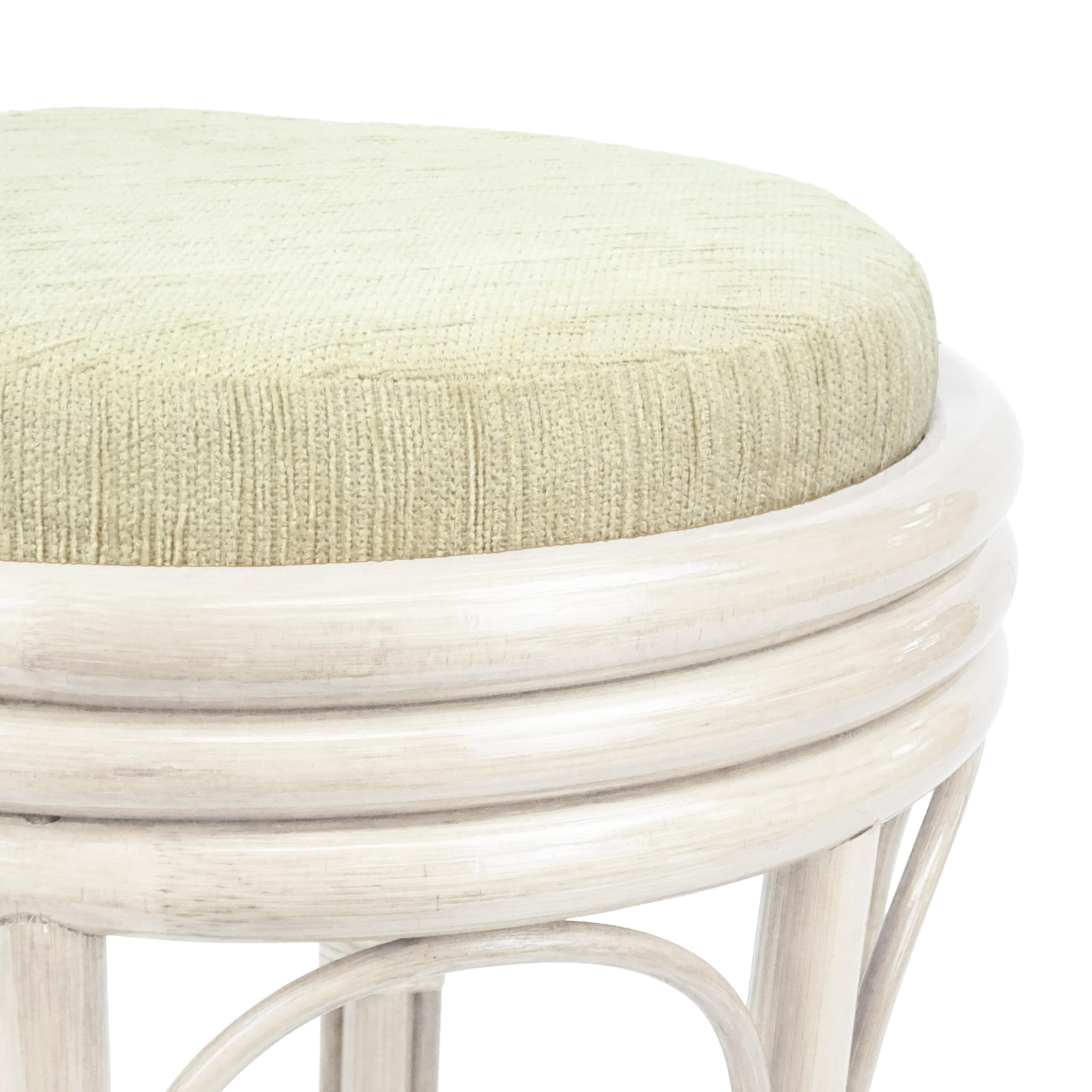 Handmade Rattan Wicker Vanity Stool - Fully Assembled White Wash Bedroom Seat for Makeup, Dressing & Home Decor