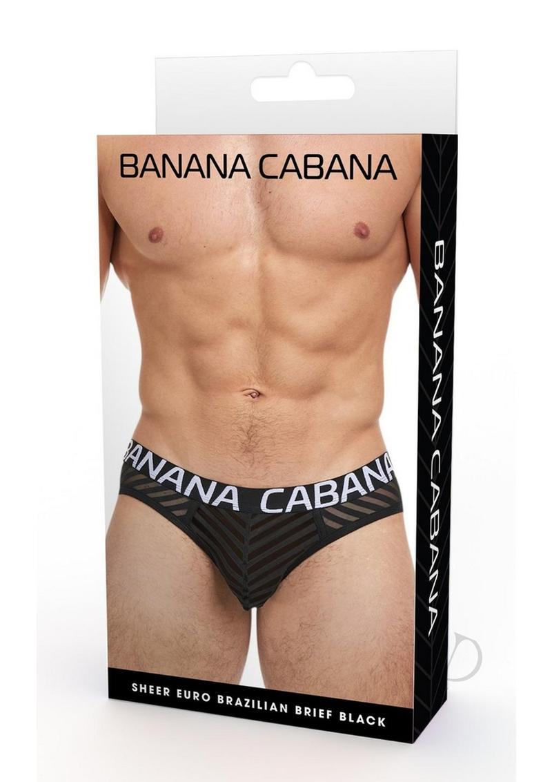 Banana Cabana Sheer Bikini Swimsuit - Medium/Large Size - Black Color - Perfect for Beach Vacations, Pool Parties & Summer Getaways