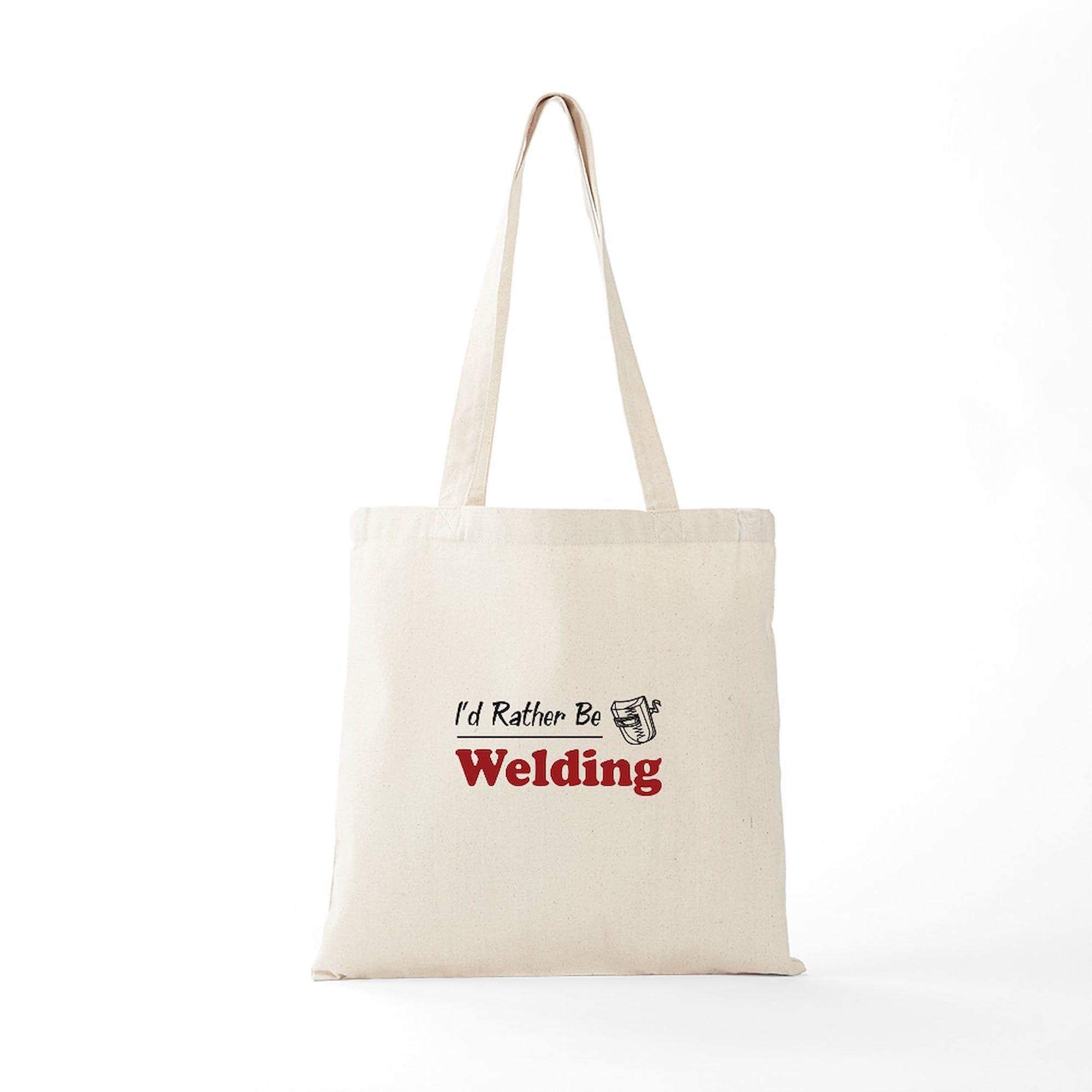 Rather Be Welding Tote Bag - Natural Canvas Reusable Shopping Bag for Groceries, Beach & Work | Durable Eco-Friendly Cotton Tote with Reinforced Handles
