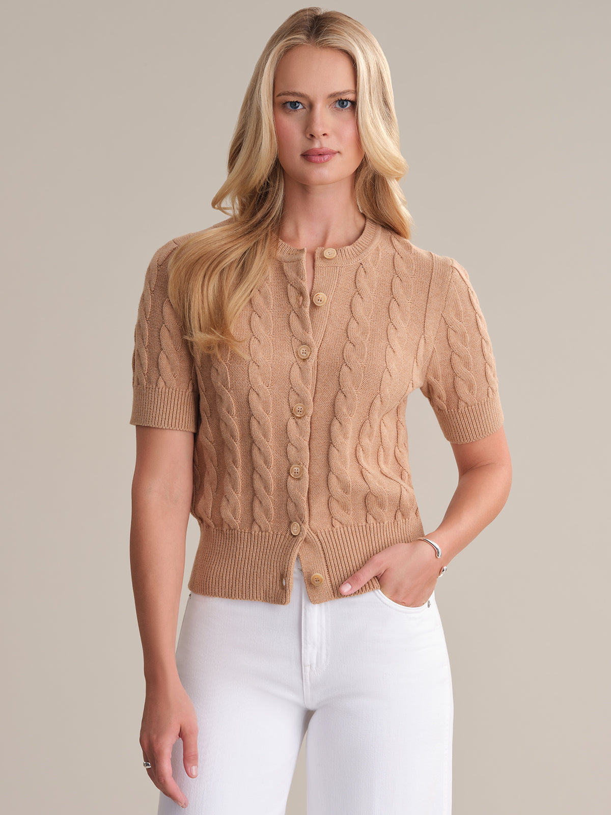 Women's Cable Knit Cotton Cardigan Sweater - Soft & Cozy Pullover for Fall & Winter - Perfect for Casual Outfits, Office Wear, and Layering