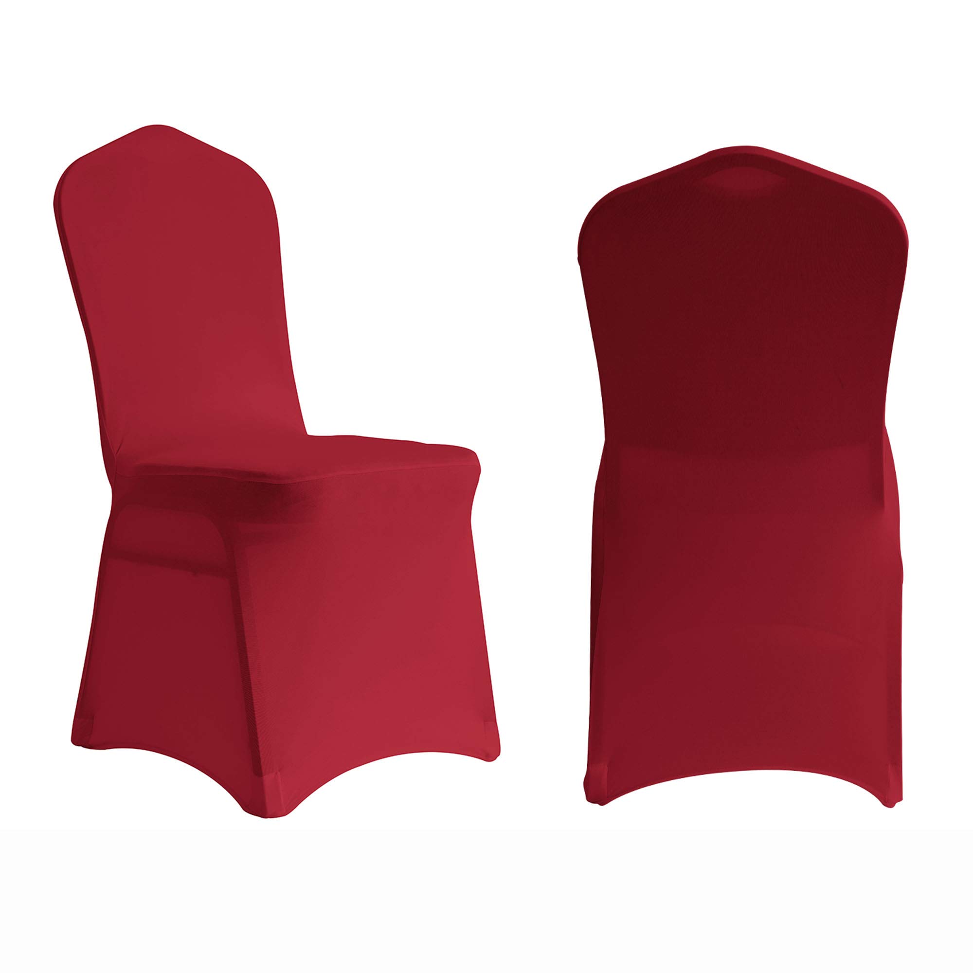 ManMengJi 10-Pack Stretch Spandex Chair Slipcovers - Dark Red Universal Banquet Chair Covers for Wedding, Party & Events | Washable Elastic Dining Chair Protectors for Home, Restaurant & Office Decor