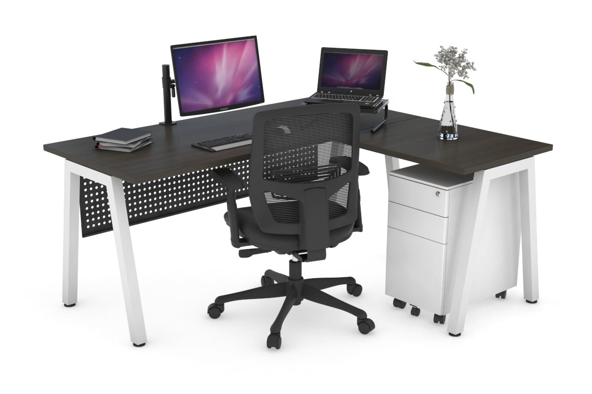 L-Shaped Corner Office Desk with Quadro A Legs - 1800L x 1700W - Modern Ergonomic Workstation for Home Office, Gaming & Study Spaces