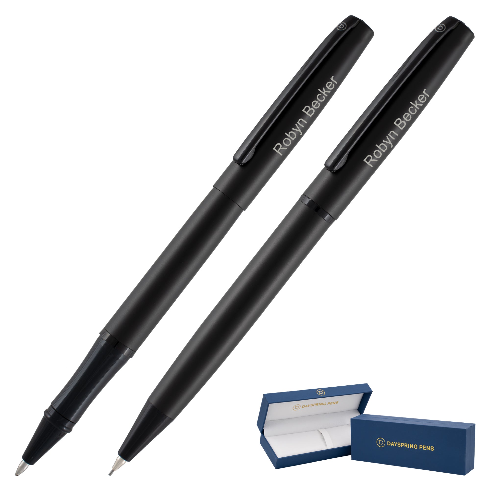 Dayspring Pens Richmond Matte Black Rollerball and Pencil Set - Premium Writing Gift Set for Office, School & Business Professionals - Perfect for Meetings, Note Taking & Everyday Use