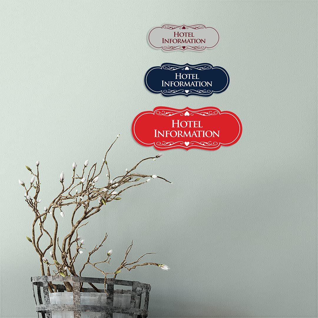 ByLITA Designer Hotel Information Sign - Ivory & Dark Brown Medium Size | Elegant Room Decor for Lobbies, Hallways & Guest Rooms
