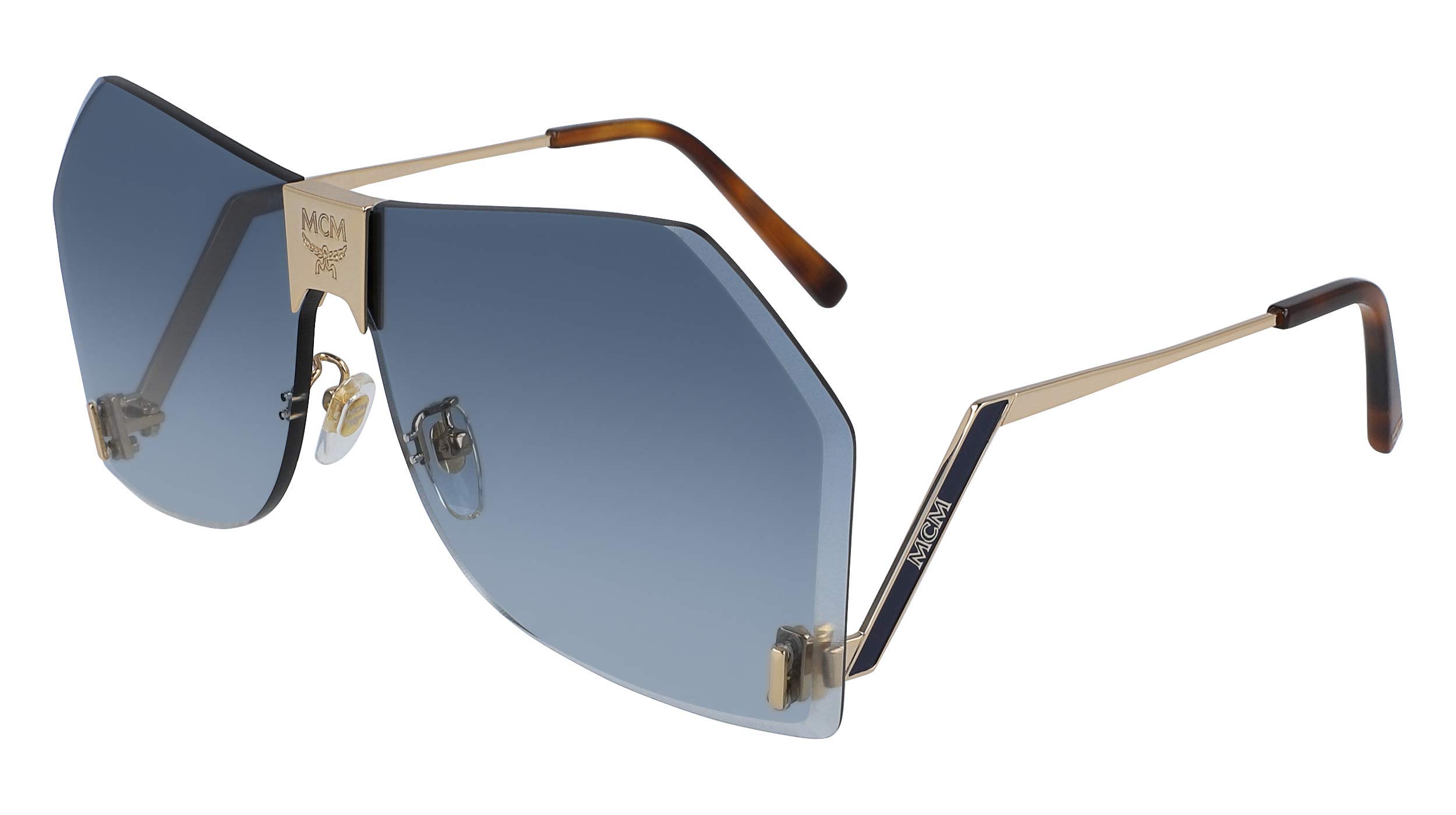 MCM 135 S 740 Sunglasses for Women & Men - Shiny Gold/Blue Lens - UV Protection - Fashionable & Luxury Aviator Style - Perfect for Driving, Beach, Outdoor Activities & Summer Vacation