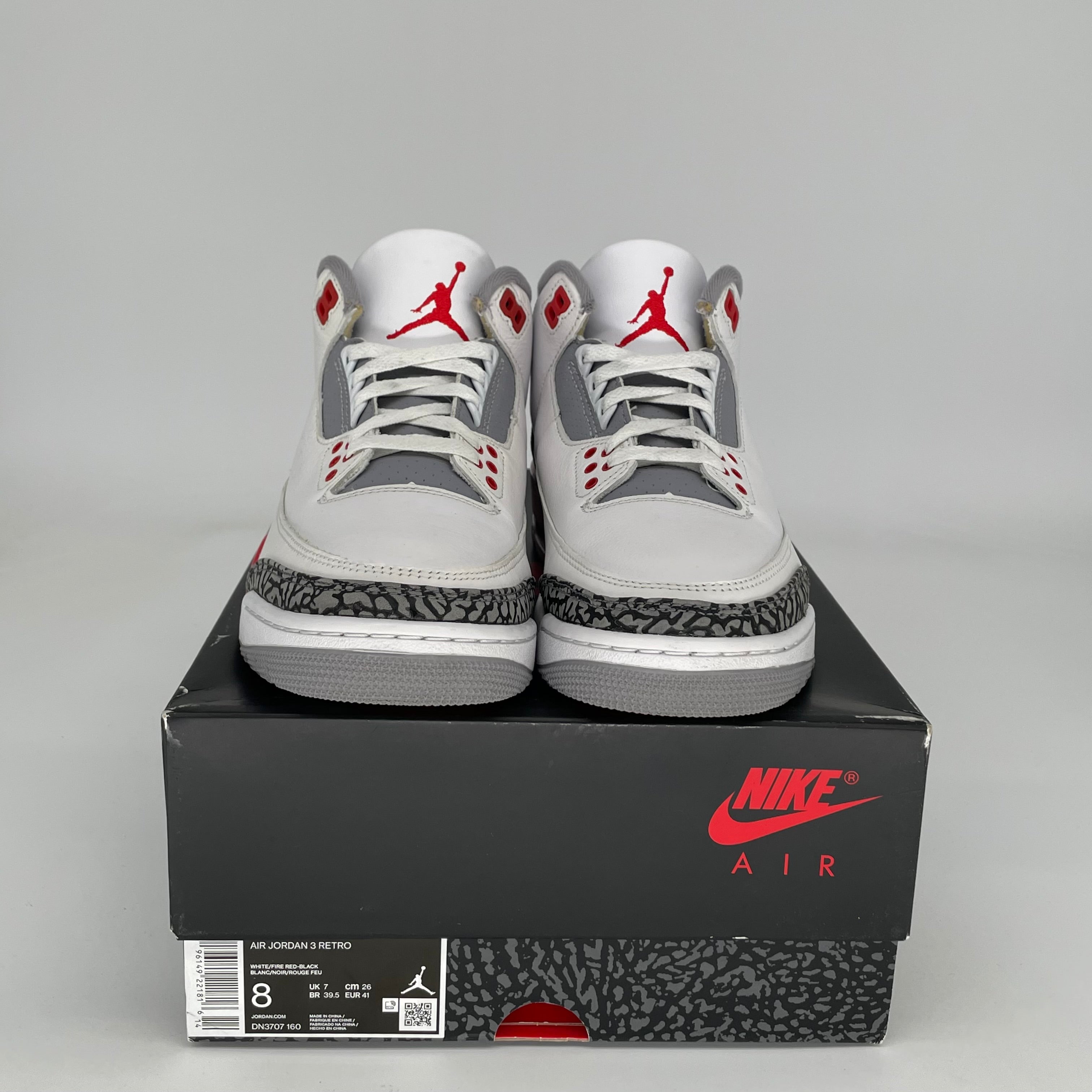 AIR JORDAN 3 Retro Fire Red Men's Basketball Shoes Size 8 DN3707-160 - Perfect for Streetwear & Court Performance