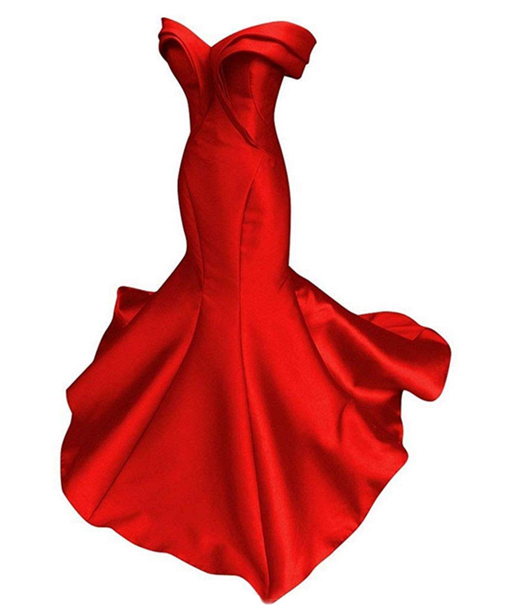 Emanni Women's Red Mermaid Strapless Evening Gown - Formal Prom Dress Size 16 for Weddings, Galas & Special Occasions
