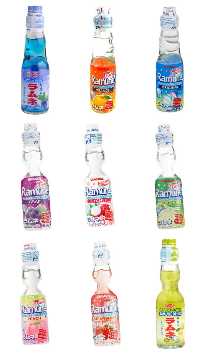 Ramune Japanese Marble Soda - 9 Flavor Variety Pack (Strawberry, Melon, Lychee & More) - Refreshing Asian Drink for Parties, Gifts & Summer Refreshment