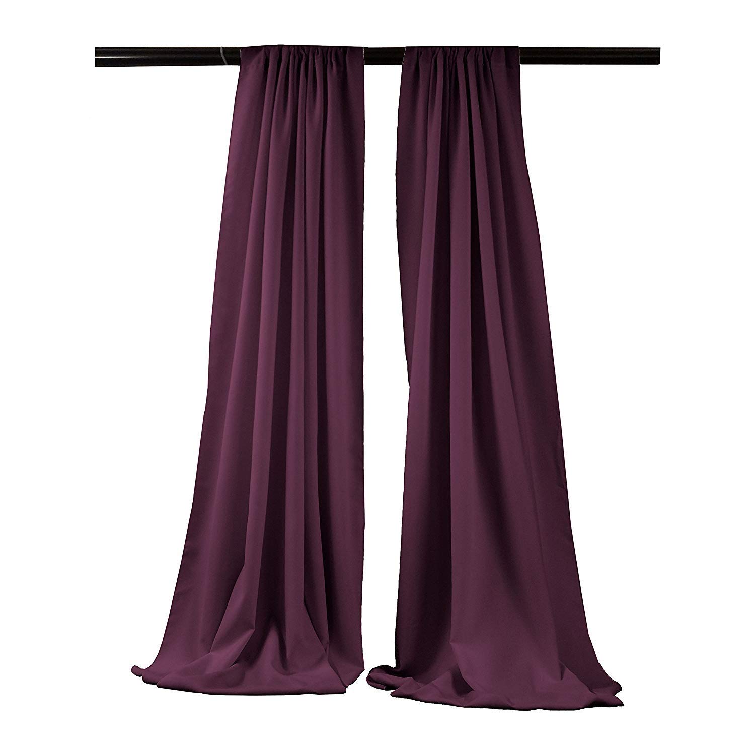 Premium Polyester Poplin Backdrop Drapes - Set of 2 Curtain Panels for Room Divider, Stage Decor, or Home Theater (5ft x 6ft, Eggplant Purple) - New Creations Fabric & Foam Inc