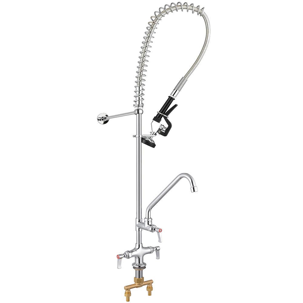 Commercial Pre-Rinse Faucet with Sprayer - Deck Mount Stainless Steel Kitchen Sink Spray for Restaurants, Food Trucks & Home Kitchens - Heavy Duty & High Pressure Cleaning