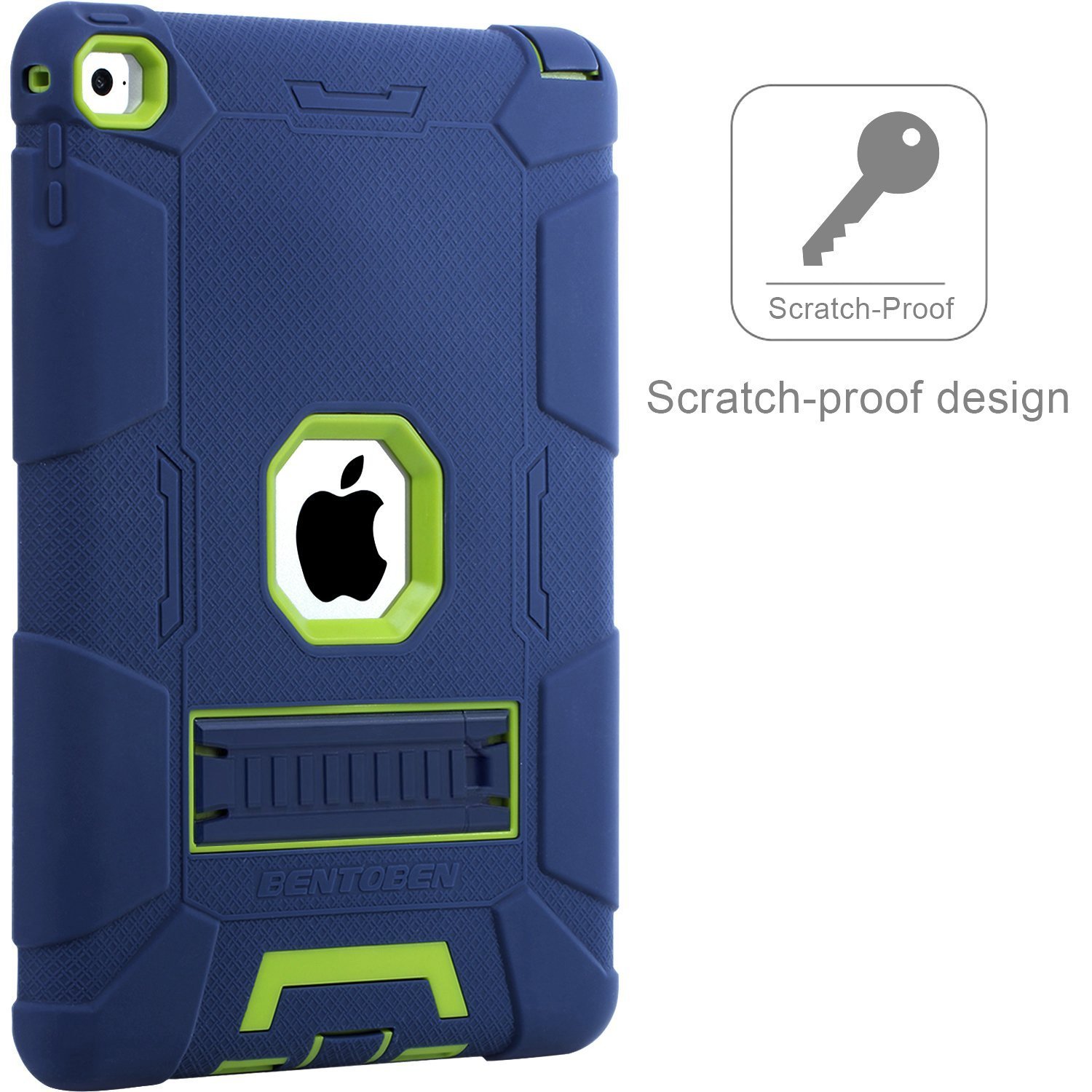 BENTOBEN iPad Air 2 Case - Rugged Hybrid Shockproof Cover with Kickstand | Triple-Layer Protection for iPad Air 2/6th Gen (Navy Blue/Green) | Perfect for Work, Travel & Outdoor Activities