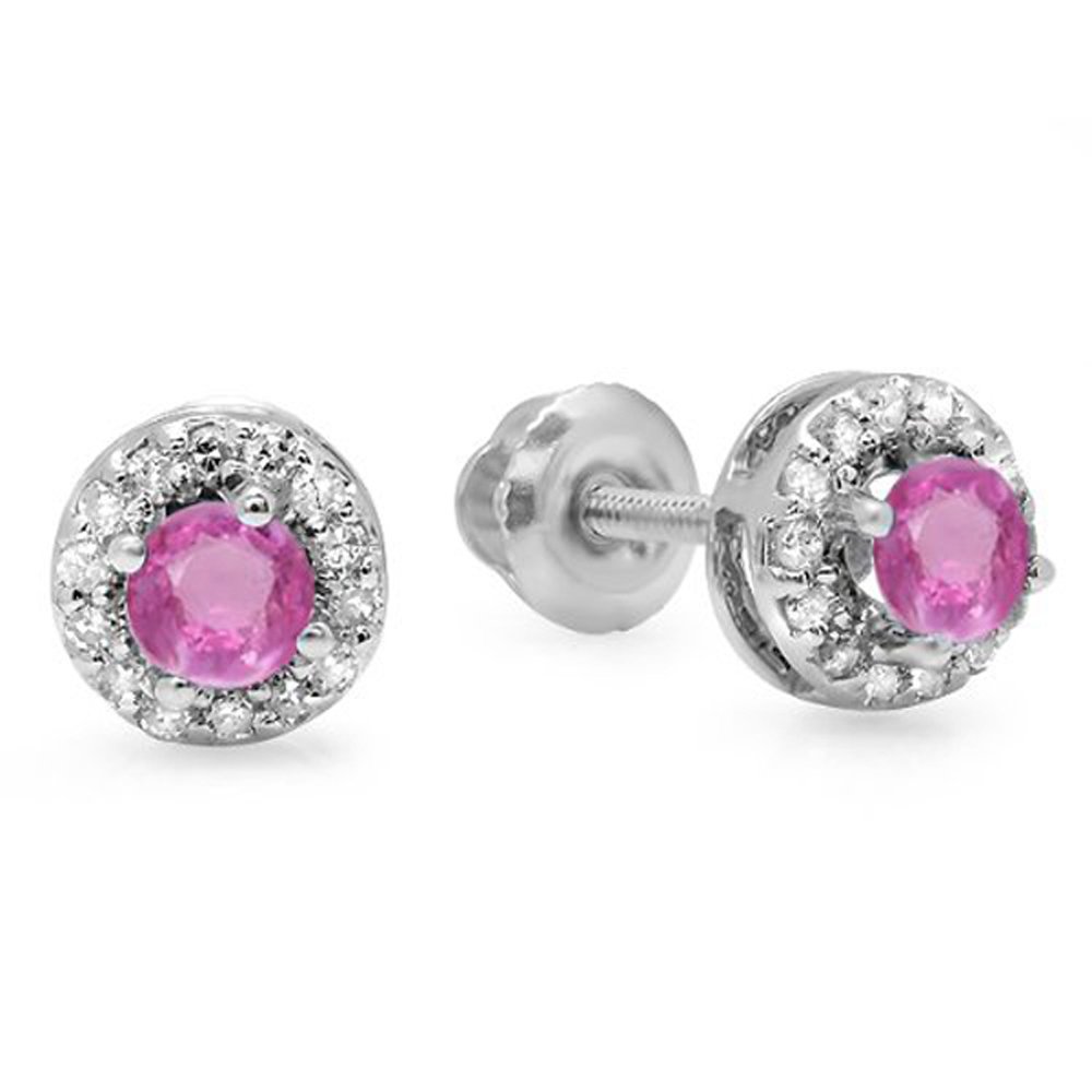 Dazzlingrock Collection 0.45 Carat Total Weight 10K White Gold Women's Halo Stud Earrings - Elegant Jewelry for Weddings, Parties & Everyday Wear