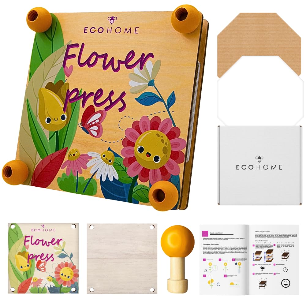 ECOHOME Flower Press Kit for Kids - Complete DIY Pressed Flower Art Set with Clear Instructions - Perfect for Children's Crafts, Nature Projects & Unique Gifts - Great for Classroom Activities, Birthday Presents & Creative Play
