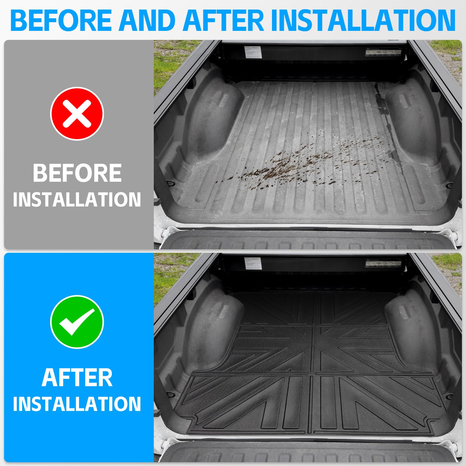 Anti-Slip Truck Bed Mat for 2019-2024 Dodge Ram 1500 5.7ft Short Bed | Heavy Duty Bed Liner Accessories | Perfect for Hauling, Camping & Off-Road Protection