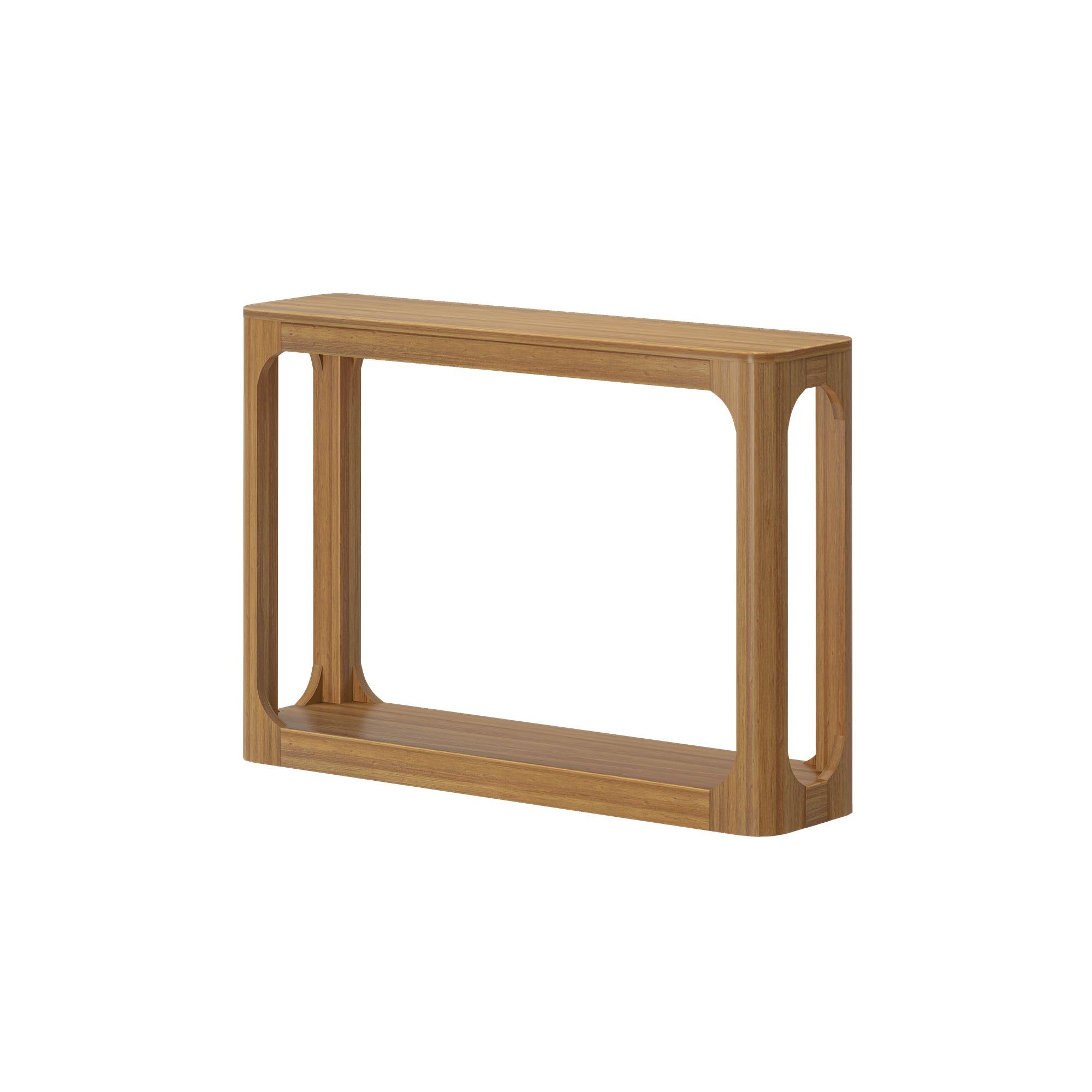 Solid Wood Console Table - 46 Inch Plank+Beam Forma Sofa Table | Entryway, Hallway & Behind Couch Table | Easy Assembly Pecan Wood | Perfect for Living Room, Foyer & Narrow Spaces