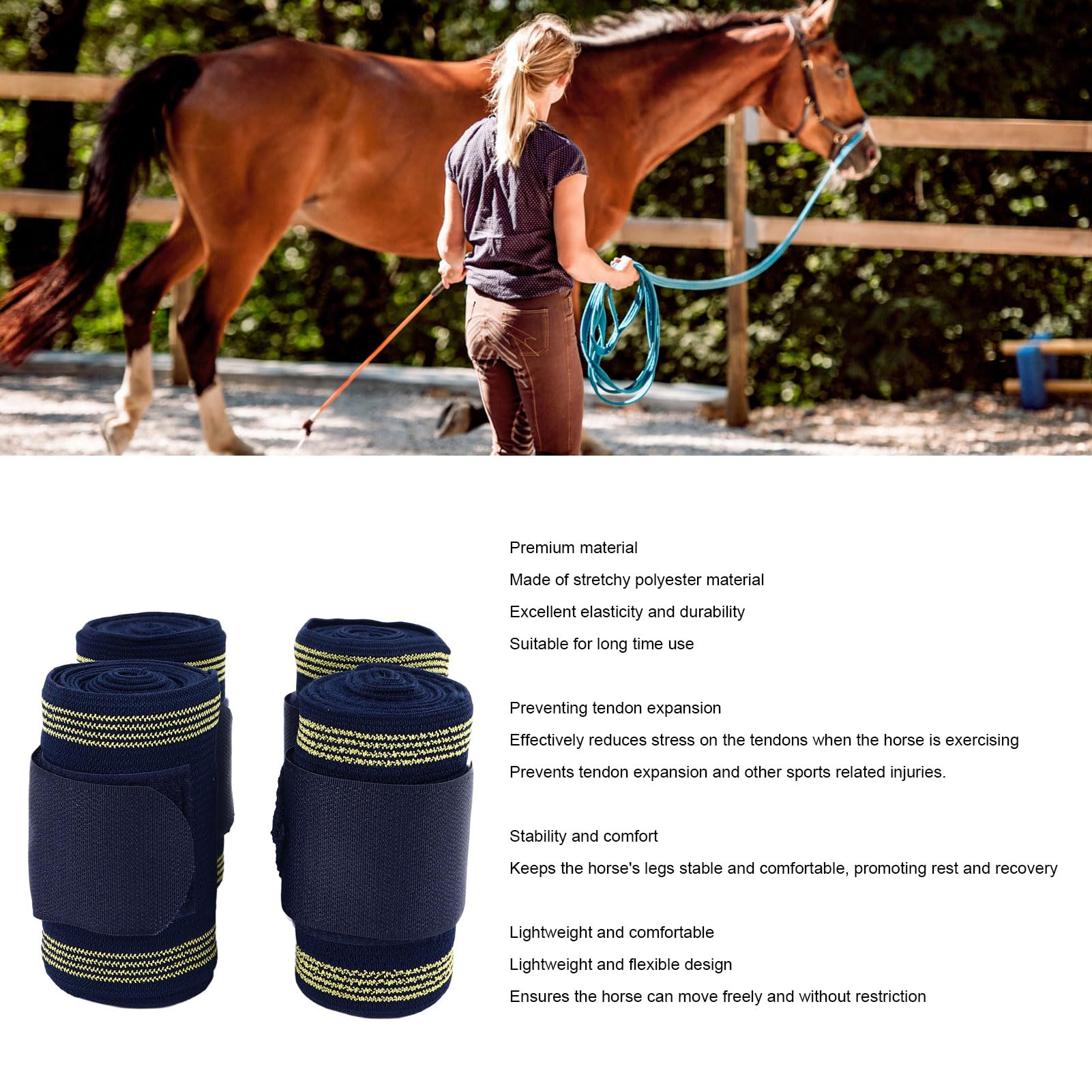 Kelepu Horse Leg Guards - 2 Pairs Front & Back Leg Wraps for Protection, Comfort & Fly Prevention | Durable Stable Boots for Riding, Training & Show Jumping | Perfect for Equestrian Sports, Trail Riding & Horse Care