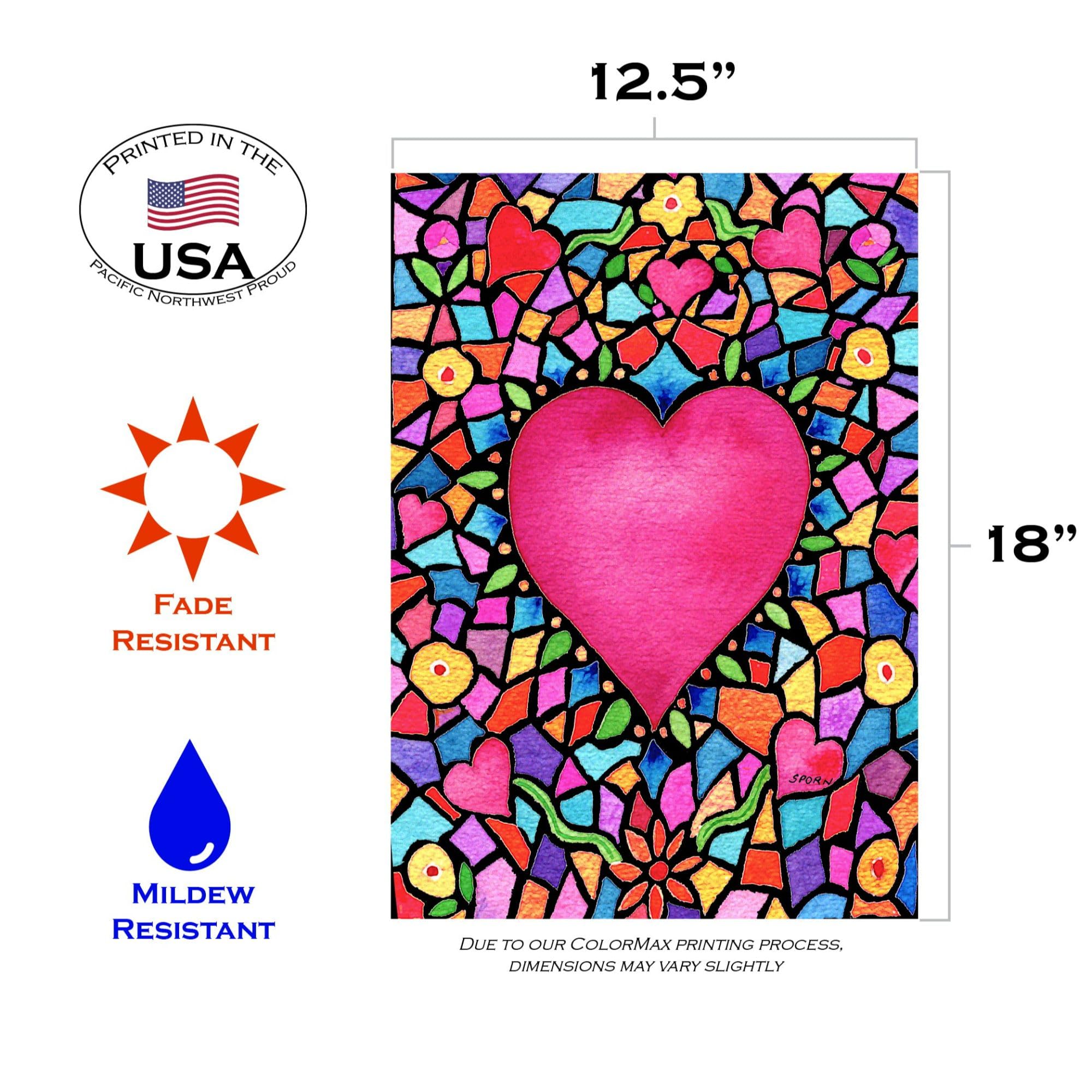 Toland Home Garden 1110785 Double Sided Valentine's Day Garden Flag - 12x18 Inch Kaleidoscope Heart Outdoor Yard Decoration for House, Porch & Lawn - Perfect for Valentine's Day, Anniversaries & Romantic Home Decor