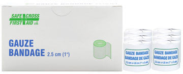 Sterile Gauze Bandage Roll 2.5cm x 4.6m (6 Pack) - First Aid Wound Care for Cuts, Burns & Injuries | Home, Hospital & Emergency Medical Supplies
