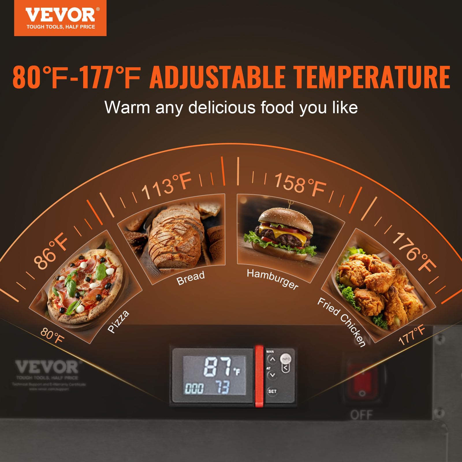VEVOR 5-Tier Commercial Food Warmer Cabinet - Stainless Steel Hot Box with Adjustable Shelves, Water Tray & 5 Pans - Perfect for Restaurants, Catering & Pizza Keeping | Ideal for Buffets, Cafeterias & Food Service Businesses