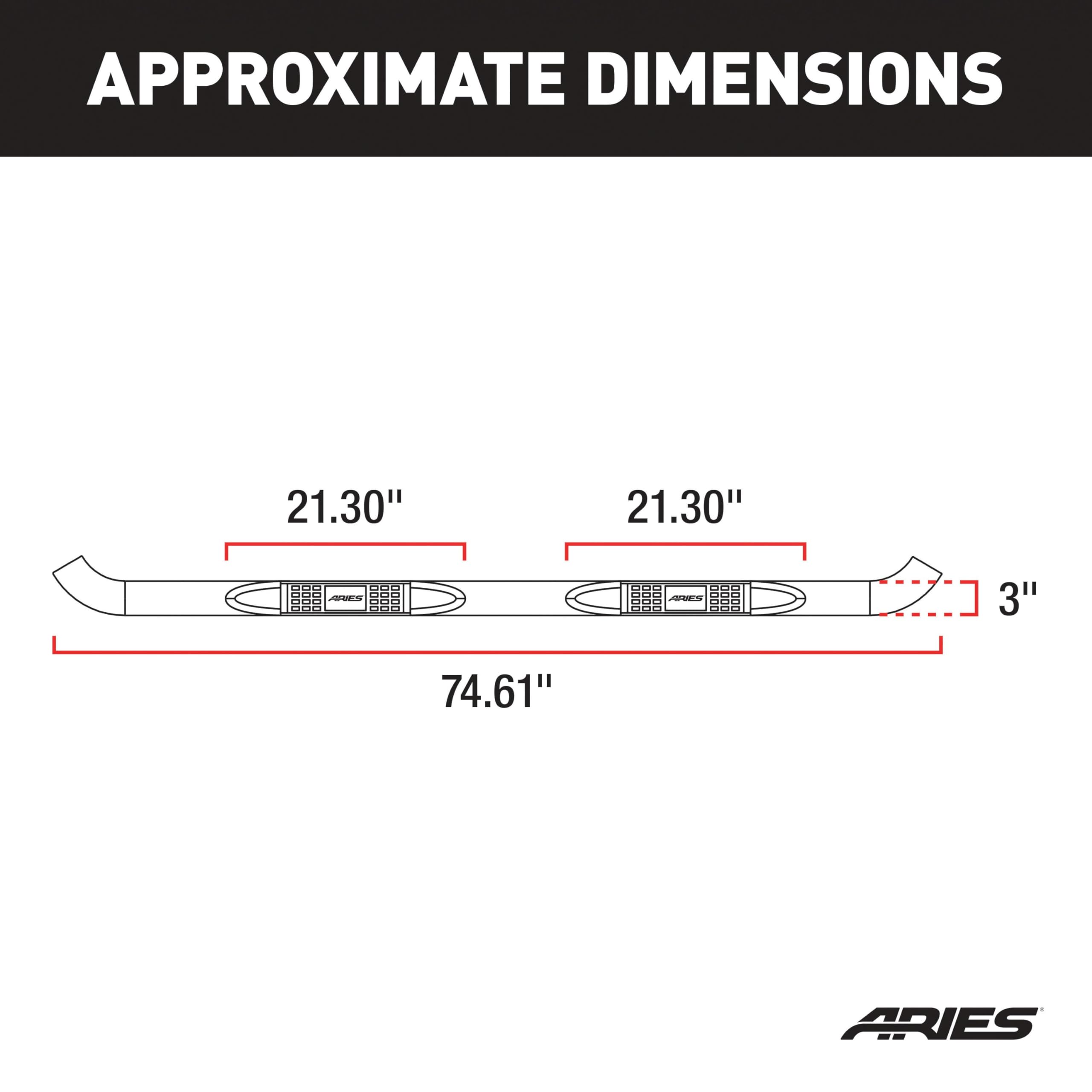 ARIES 205008 3-Inch Round Black Steel Nerf Bars - No-Drill Installation for Dodge Ram 1500/2500/3500 Trucks | Off-Road Protection & Stylish Step Access