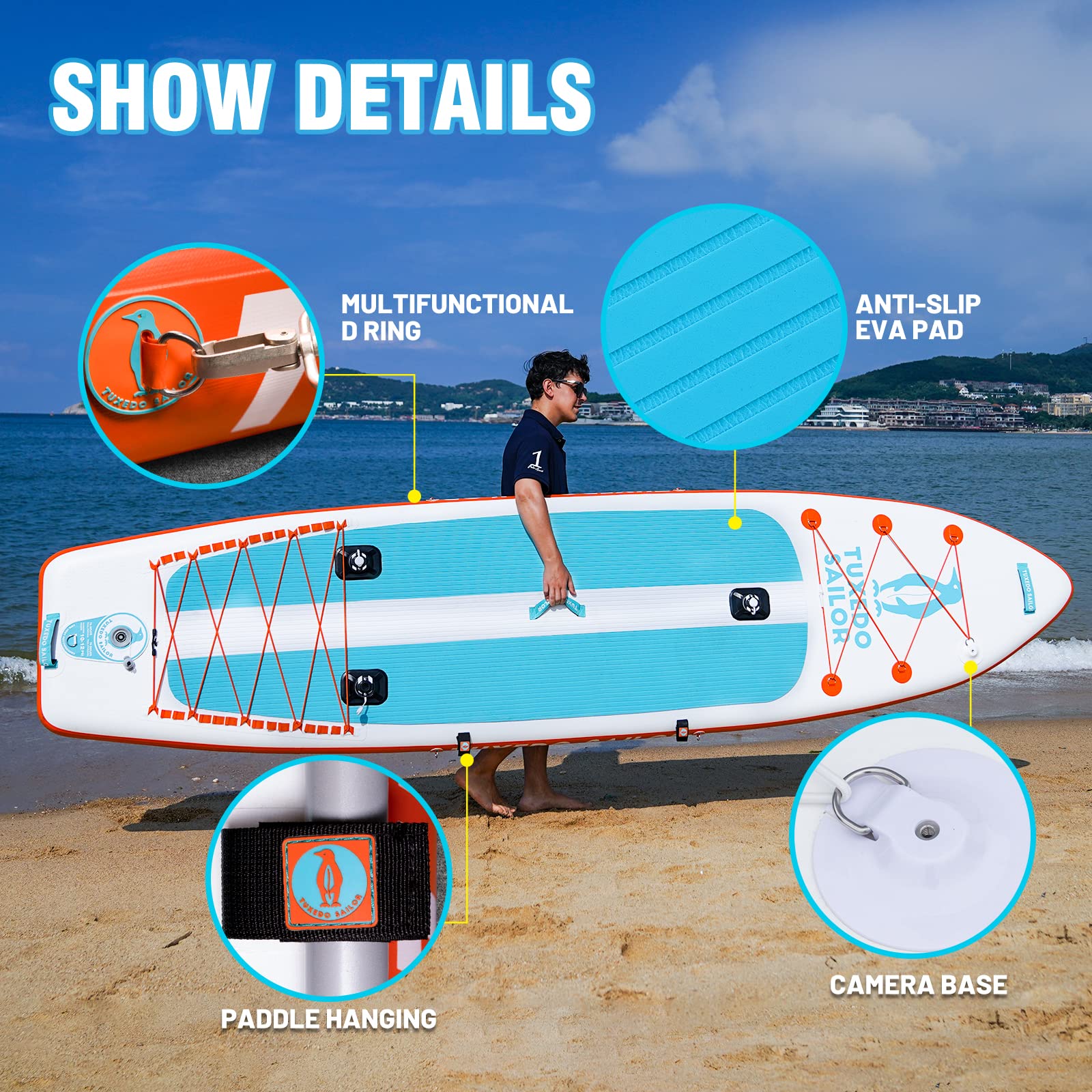 Premium Inflatable Stand Up Paddle Board with Paddle, Leash & Pump - Lightweight SUP for Adults & Kids - Perfect for Lakes, Rivers & Ocean Surfing