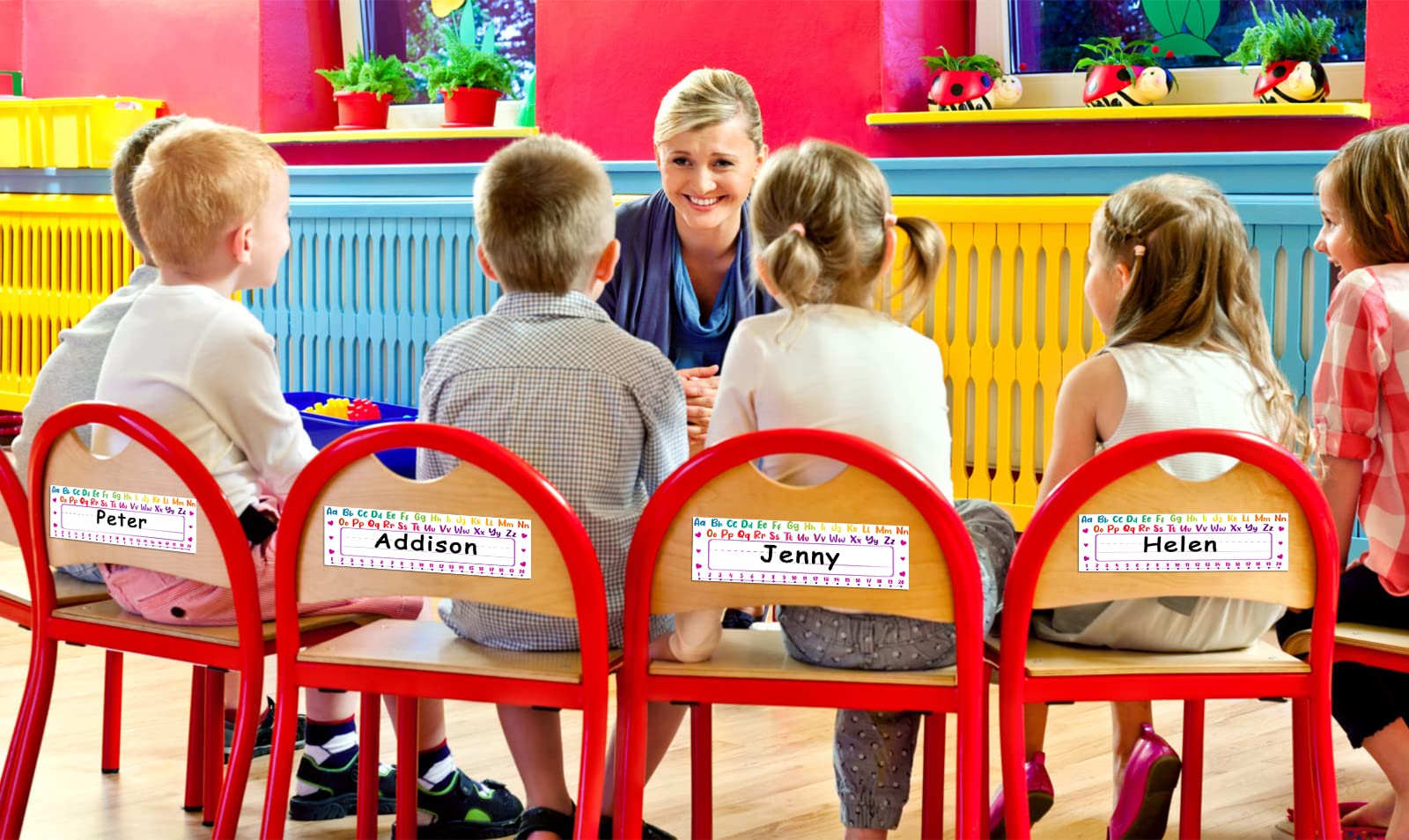 FLYAB 36Pcs Alphabet Name Plates for School Desks - Classroom & Kindergarten Use