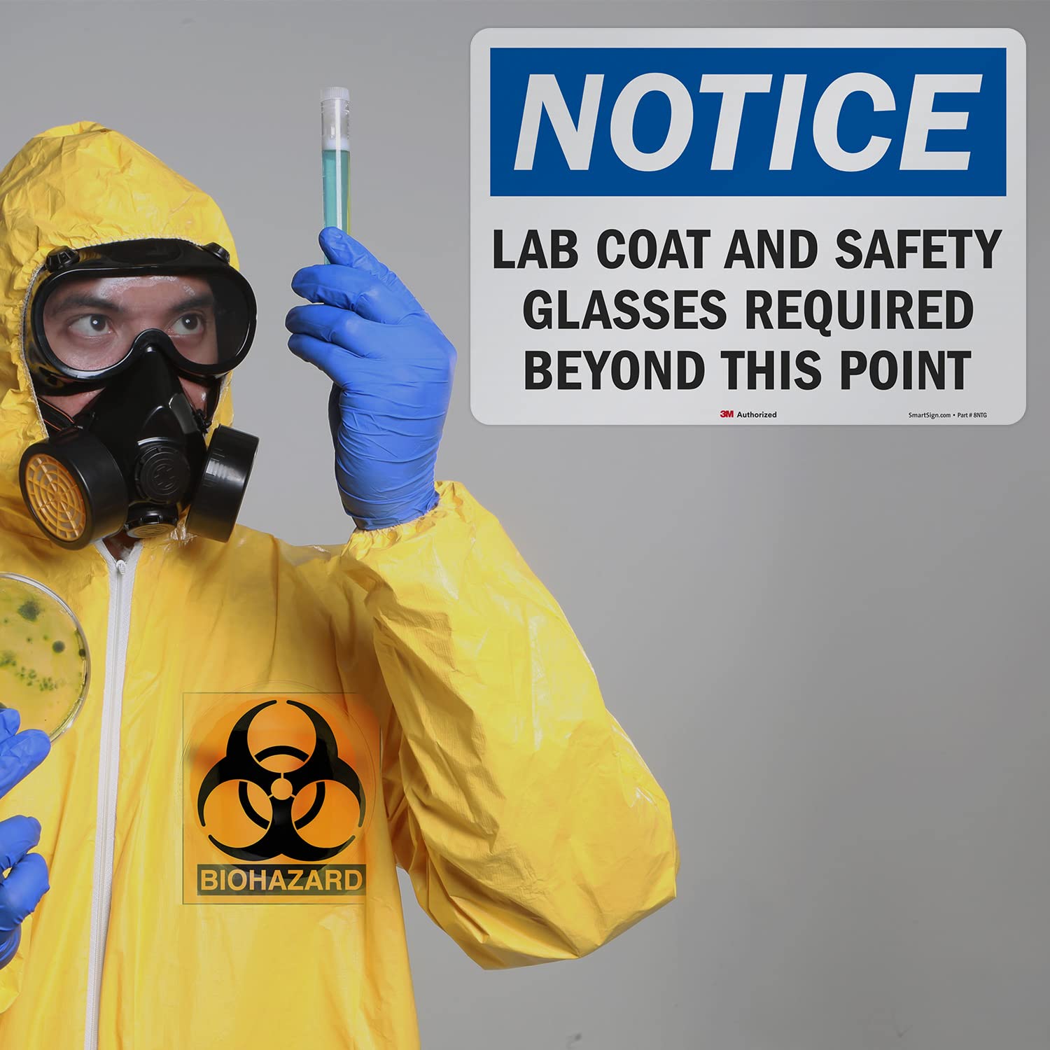 SmartSign 10 x 14 Inch OSHA Safety Sign - 'Lab Coat & Safety Glasses Required Beyond This Point' - Durable 5.5 Mil Laminated Vinyl with 3M Reflective Material - Blue, Black & White - Perfect for Laboratories, Hospitals & Industrial Workplaces - Ideal for Lab Safety, Hazard Zones & Workplace Compliance - Essential for Chemical Labs, Research Facilities & Manufacturing Plants