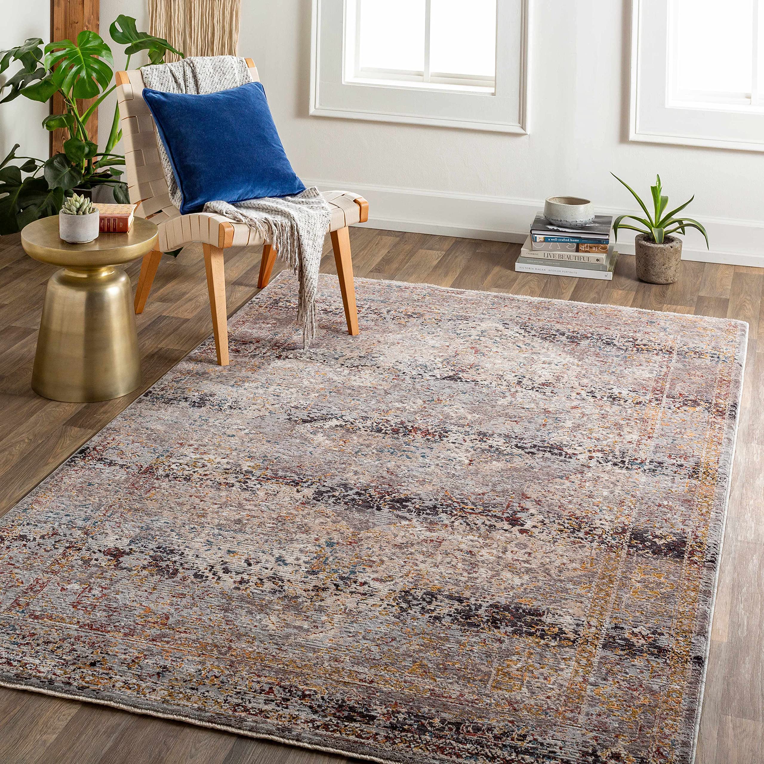 Hauteloom Kaynakkaya Traditional Handmade Wool Area Rug - Charcoal Black Dark Red - 8'10