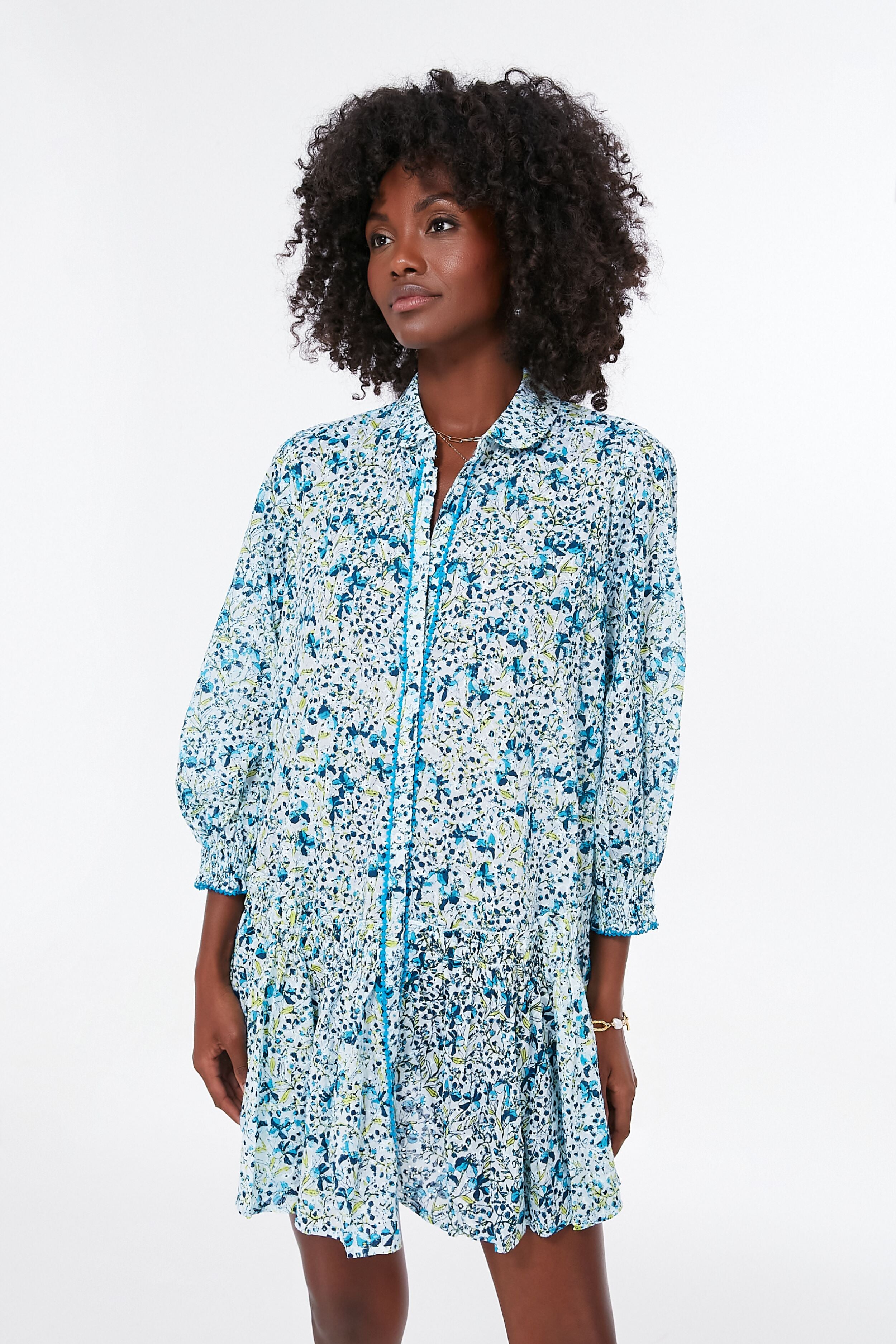 Blue Jonquille Tesorino Mini Dress - Elegant Floral Summer Dress for Women | Perfect for Beach Vacations, Date Nights & Casual Outings