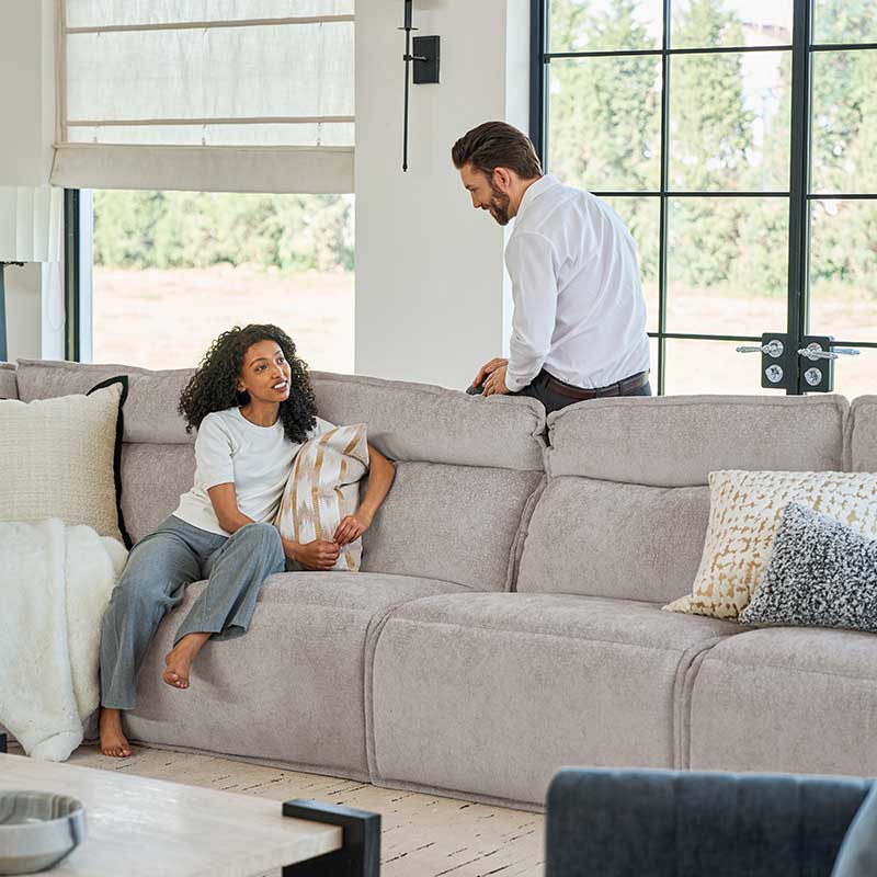 Essentia Power Reclining Corner Sofa - Easy Care Fabric Sectional Couch with USB Charging for Living Room, Home Theater & Family Room Comfort