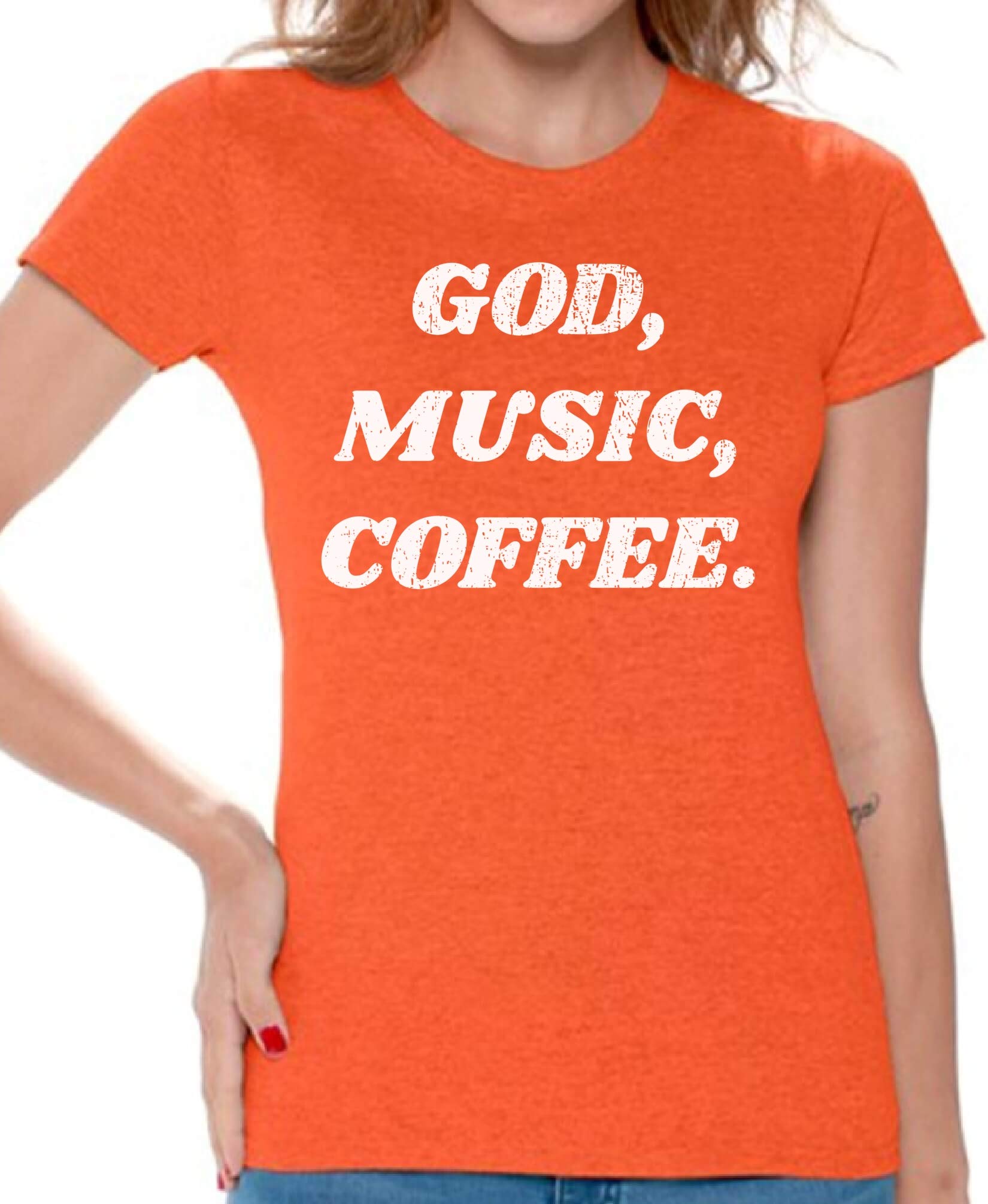 Awkward Styles Christian Music Coffee T-Shirt for Women - Religious Gift Tee for Church, Worship & Casual Wear