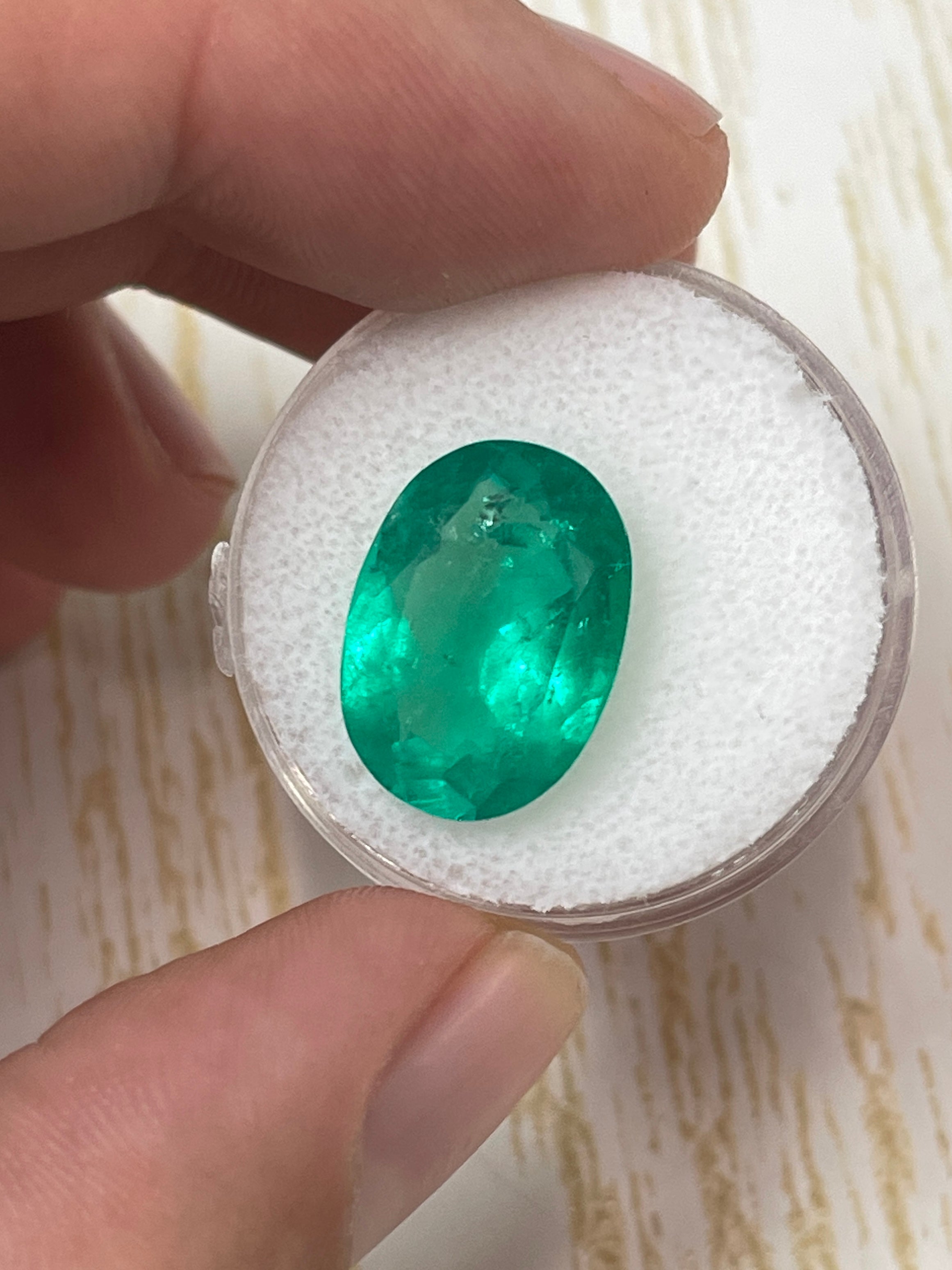 7.00 Carat 16x12mm Yellowish Green Natural Loose Colombian Emerald Oval Cut Gemstone for Jewelry Making, Engagement Rings & Luxury Gifts