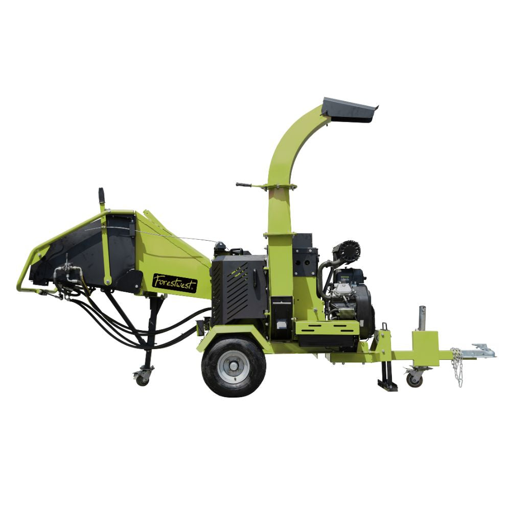 Forestwest 200mm Wood Chipper with Hydraulic Feed - Road Towable BM11063 - Heavy Duty Wood Shredder for Landscaping, Yard Waste & Forestry Use