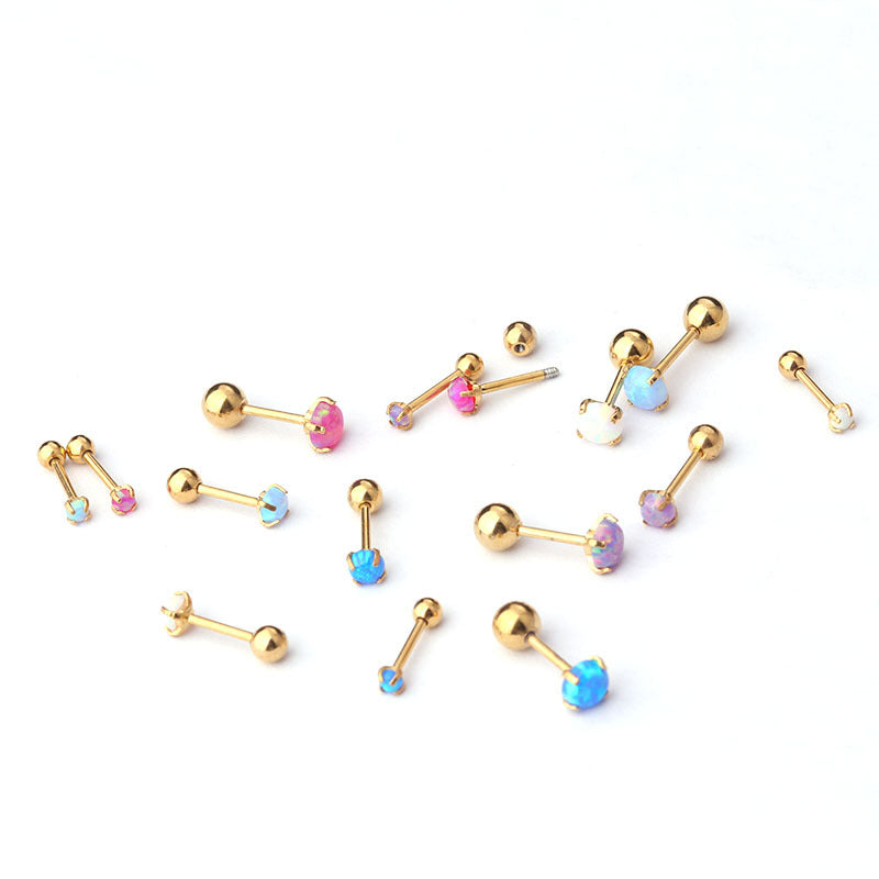 20G Cartilage Tiny Stud Earrings - Flat Back Opal Ear Studs for Women | Hypoallergenic Piercing Jewelry for Helix, Tragus, Nose & Ear Lobe | Perfect for Everyday Wear & Special Occasions