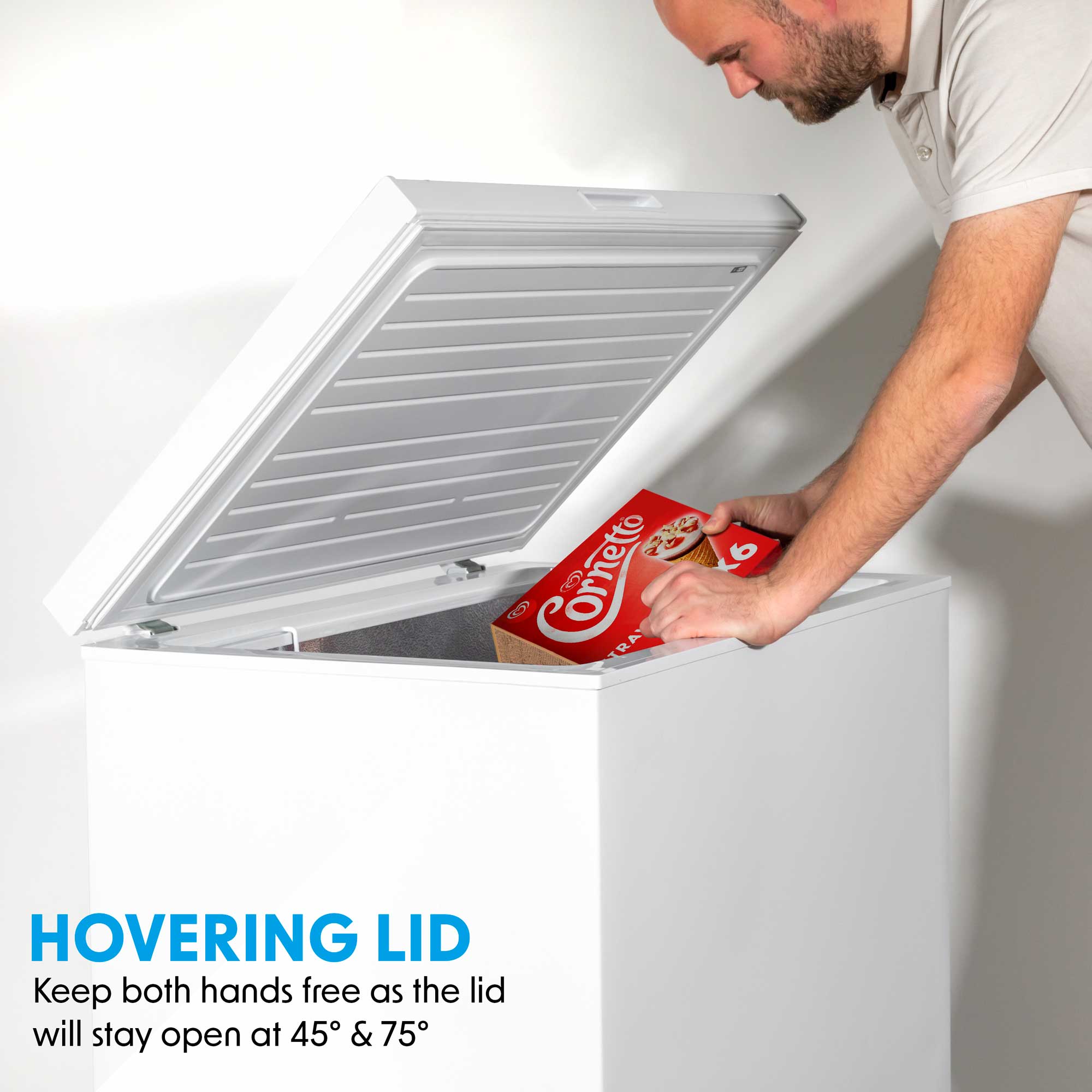 Baridi 99L Freestanding Chest Freezer - Adjustable Thermostat, White (DH116) | Perfect for Garage, Basement & Outdoor Use - Ideal for Bulk Food Storage & Meal Prep