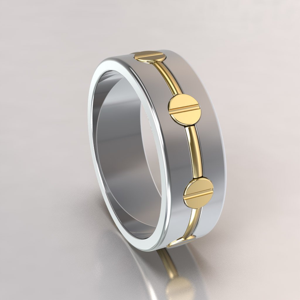 14K Dual Tone White & Yellow Gold Wedding Bands for Men - Classic Matching Rings for Engagement, Anniversary & Couple's Jewelry - Perfect Gift for Him, Husband & Groom