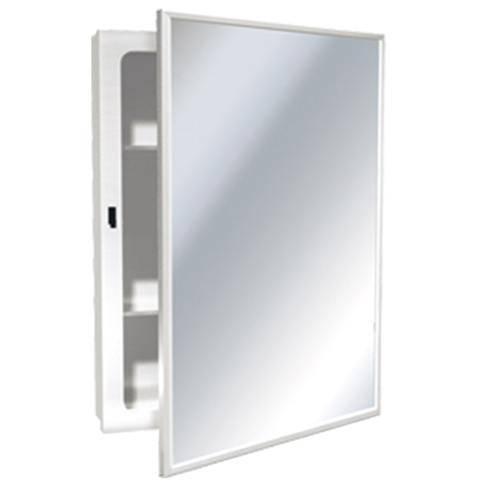 ASI 8339 White Powder Coated Medicine Cabinet with Mirror & Swing Door - Surface Mounted Bathroom Storage for Toiletries & Essentials